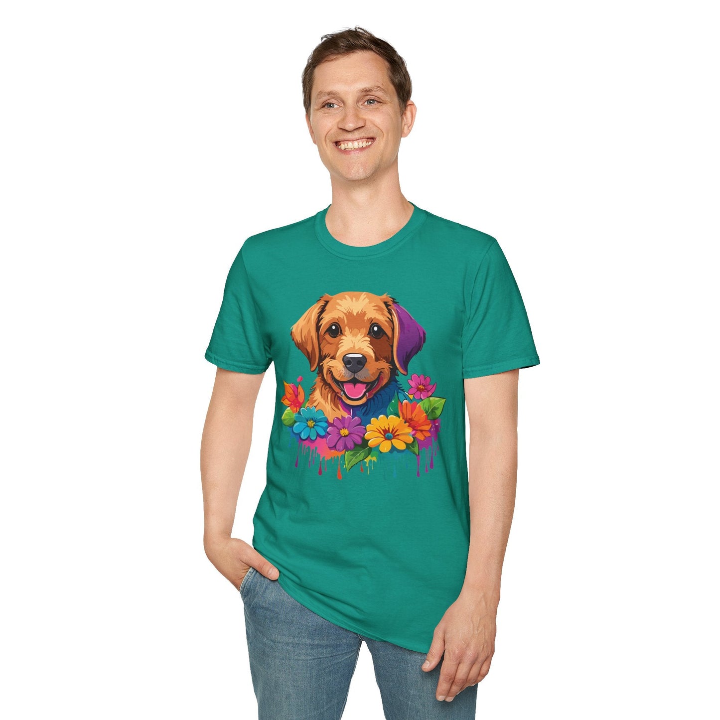 Unisex Dog Shirt With Animals Tee Softstyle Gildan 64000 Comfort Fit