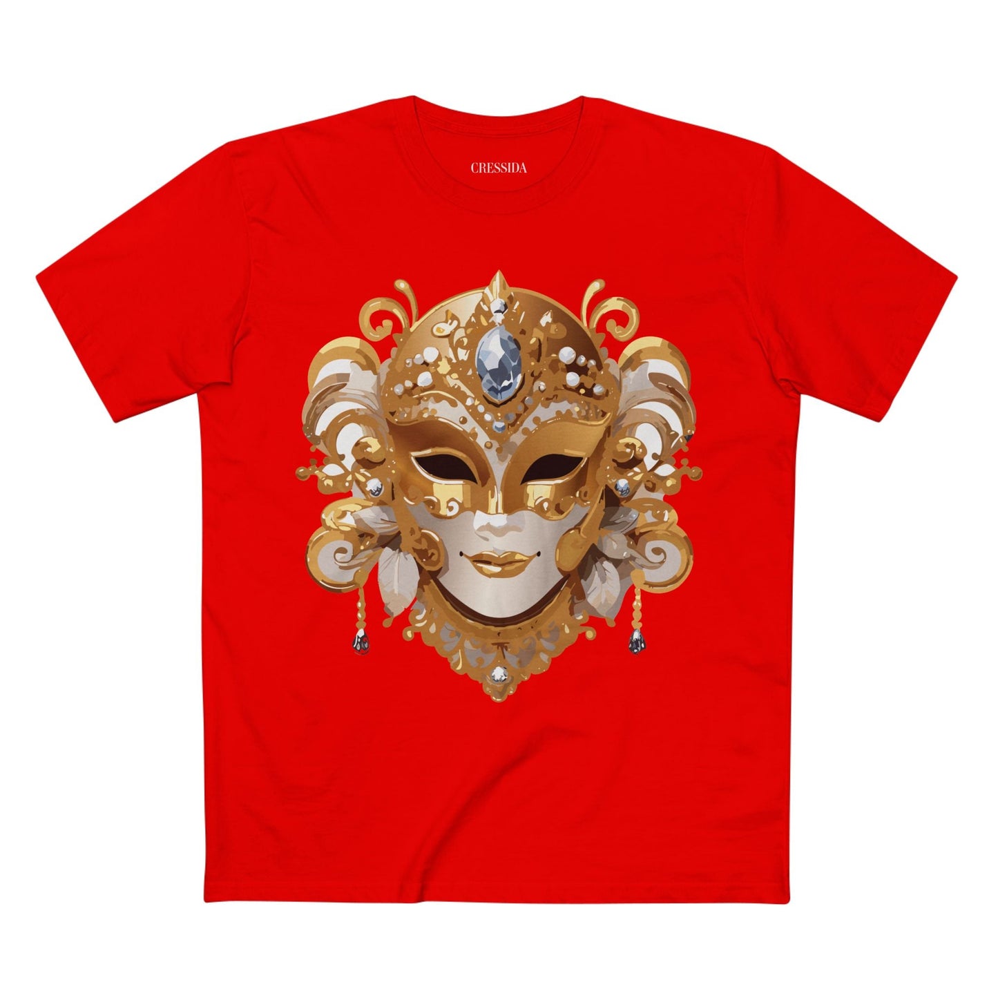 Carnival Mask Graphic T-Shirt Unisex 100 Cotton With Antique Gold Art Design Tee 23