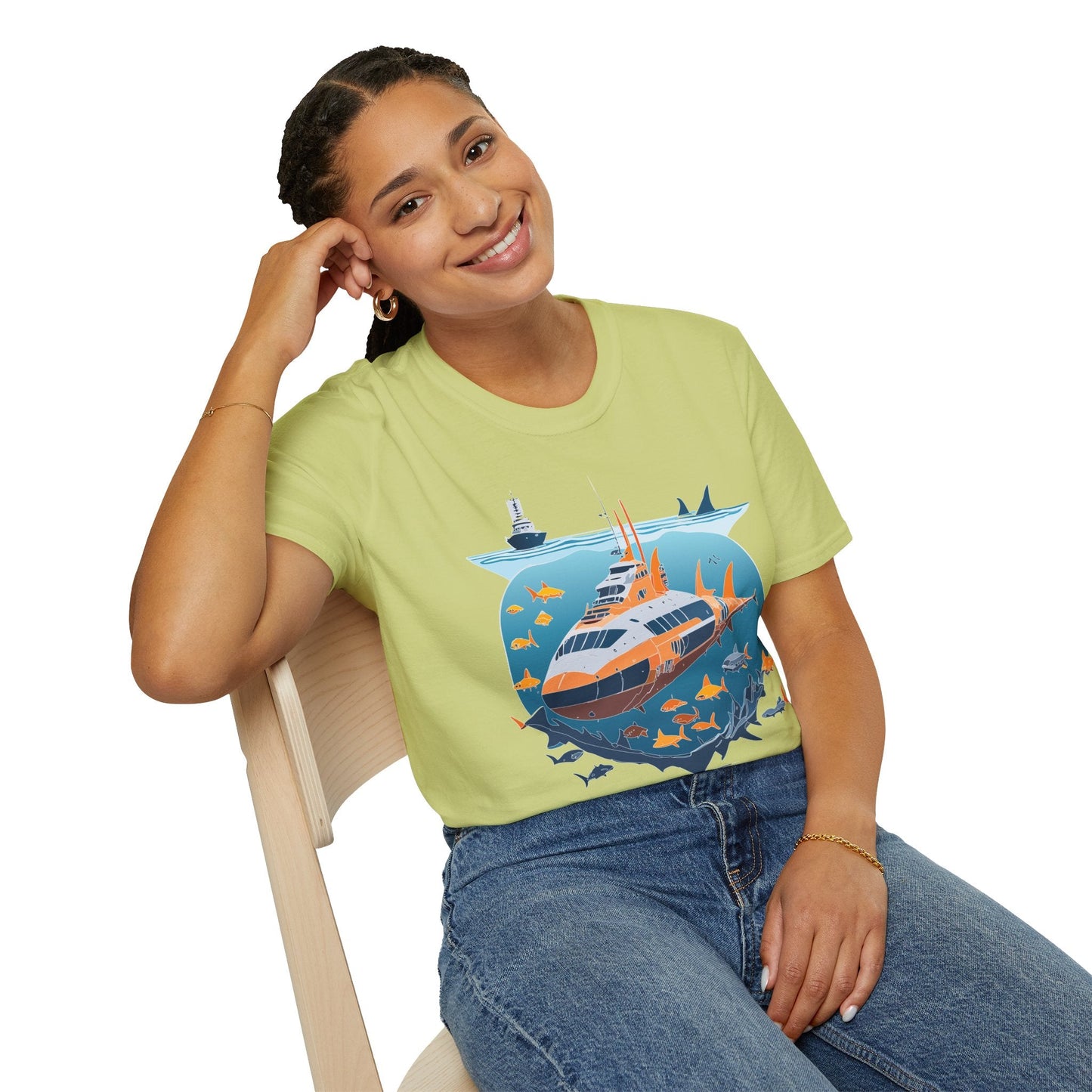 Ocean Tee Shirt Unisex Short Sleeve Gildan Softstyle 64000 Premium Comfort Ocean Artwork