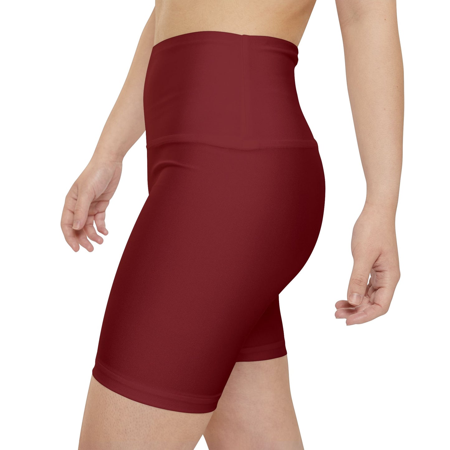 Maroon Red High-Waist Women's Workout Shorts — Comfort Biker Activewear