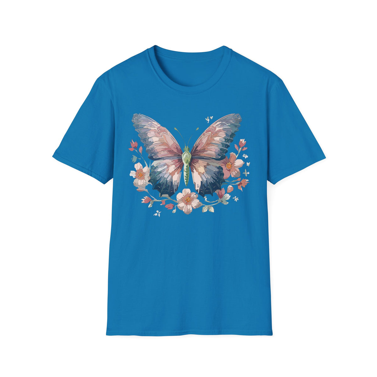Butterfly Floral T-Shirt — Watercolor Butterfly Tee for Women & Nature Lovers Graphic Tee Unisex 100 Cotton Gildan T-Shirt