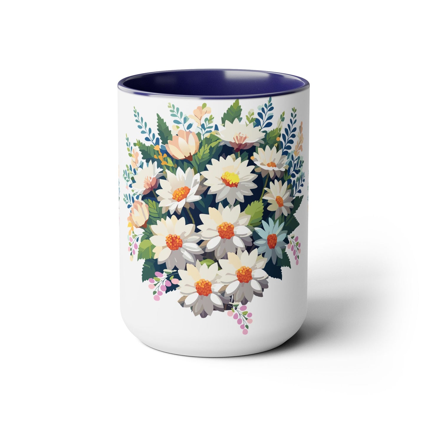 Taza de café de dos tonos con flores