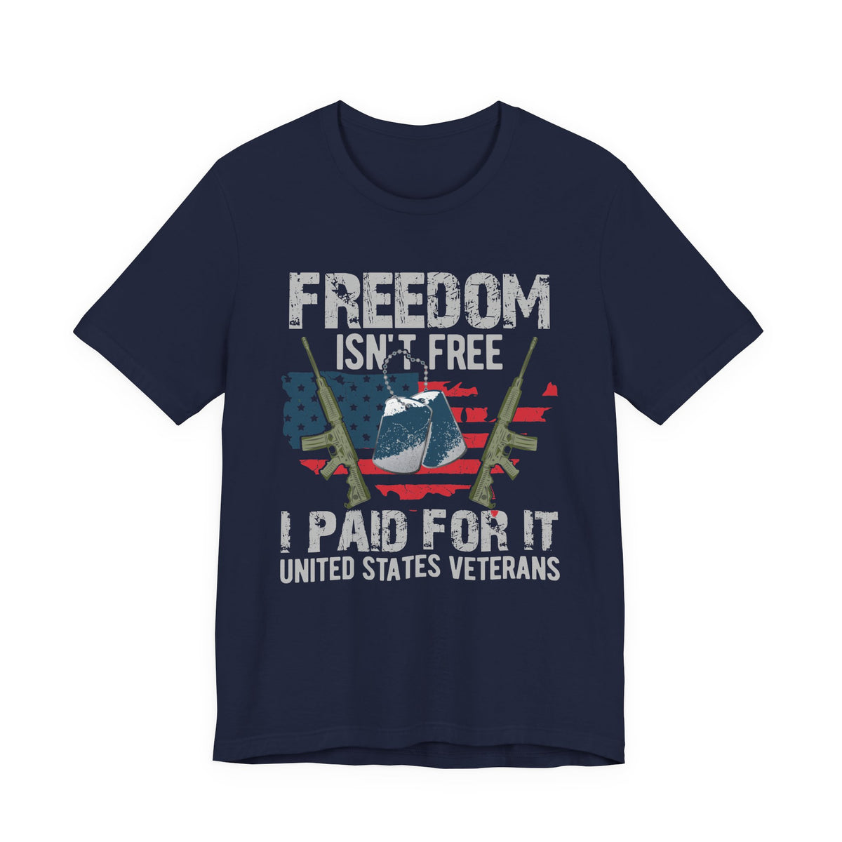 Freedom Isn't Free Paid For It Veterans T-Shirt American Flag Military Helmet Unisex Cotton v20