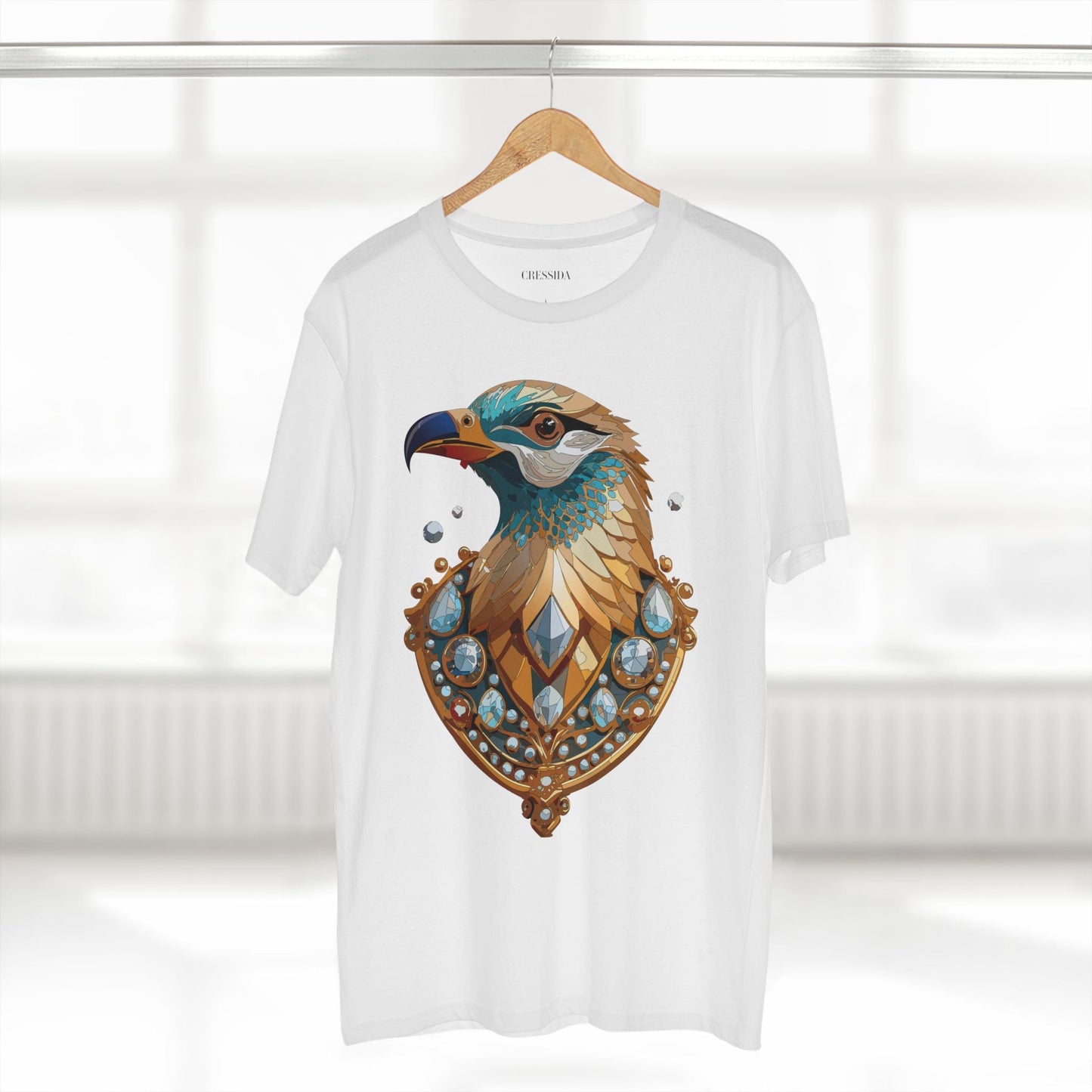 Bird Graphic Unisex 100 Cotton Tee With Unique Animal Golden Medallion Art Design 21