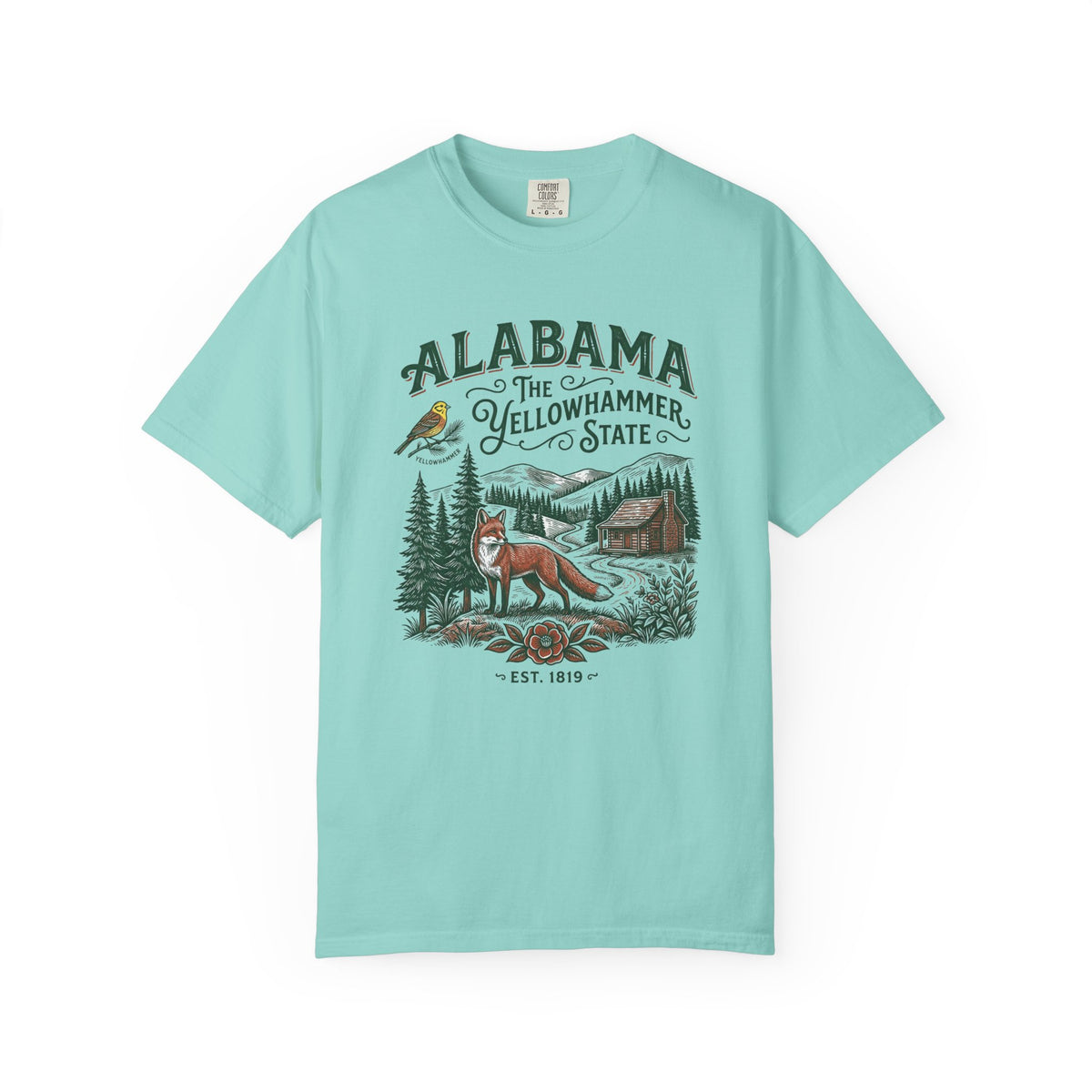 Alabama Graphic Unisex Heavyweight Garment-Dyed Travel Tourist Graphic Gift Tee Unisex 100 Cotton Comfort Colors T-Shirt