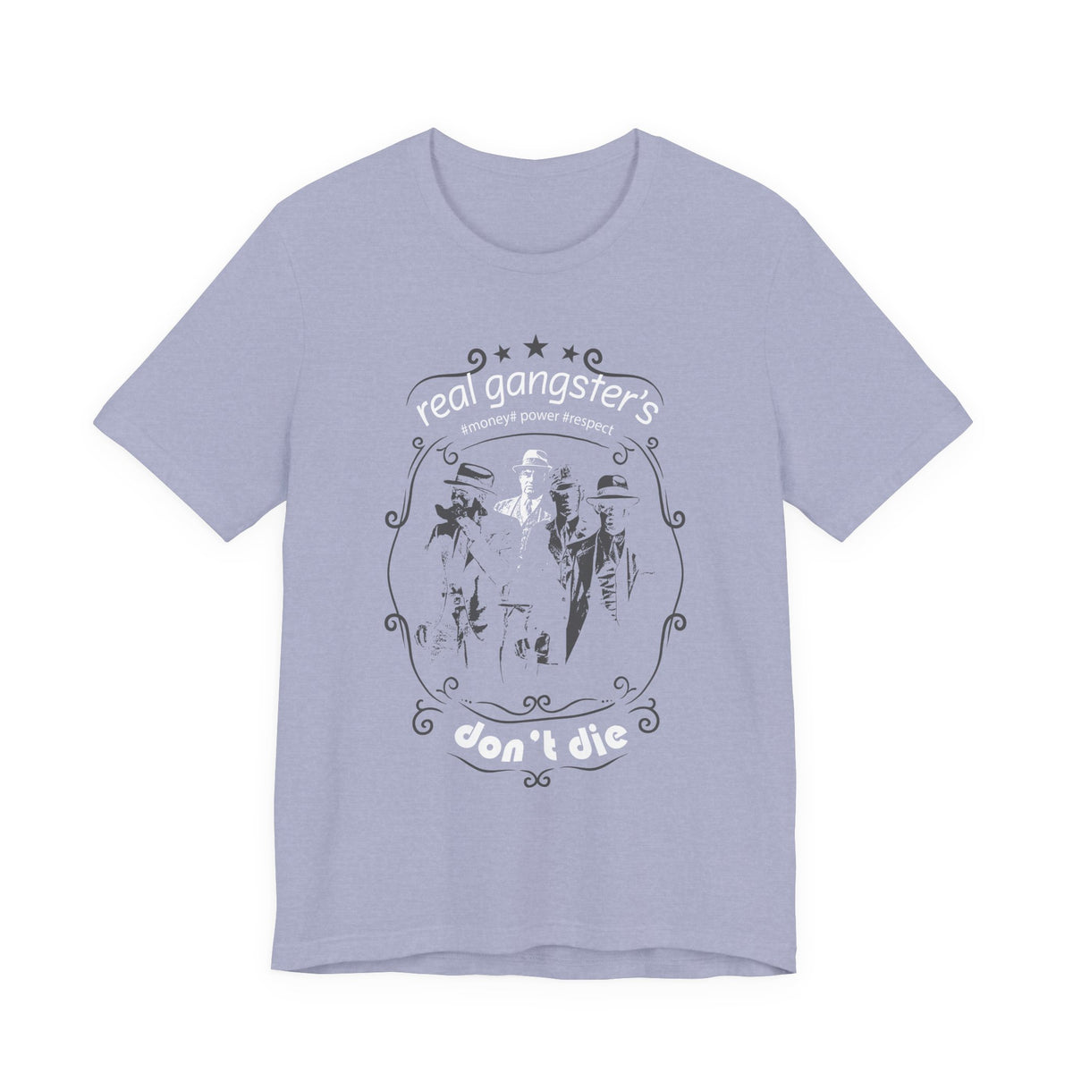 Real Gangsters Don't Die T-Shirt Vintage Outlaw Illustration Retro Biker Tee A-3