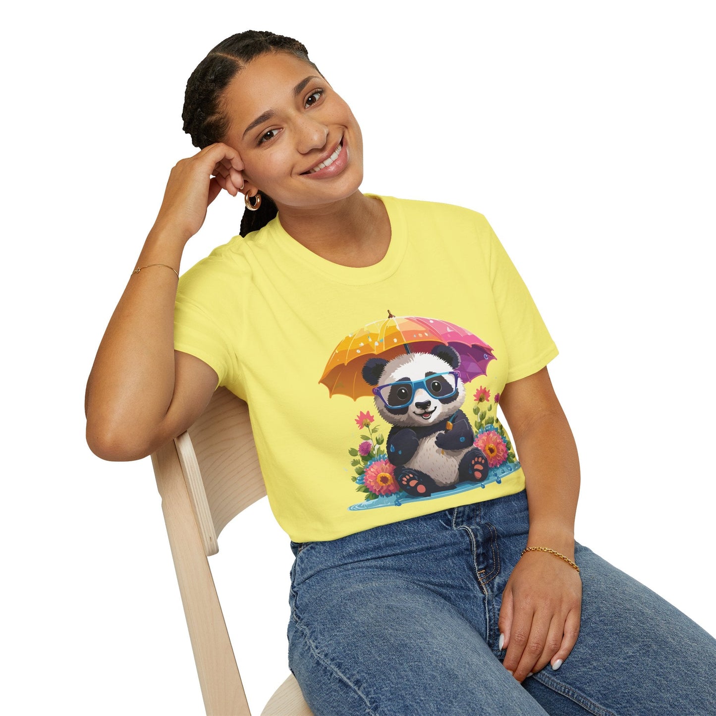 Unisex Panda Shirt Softstyle Tee 100 Percent Ring Spun Cotton Comfortable Animal Tee