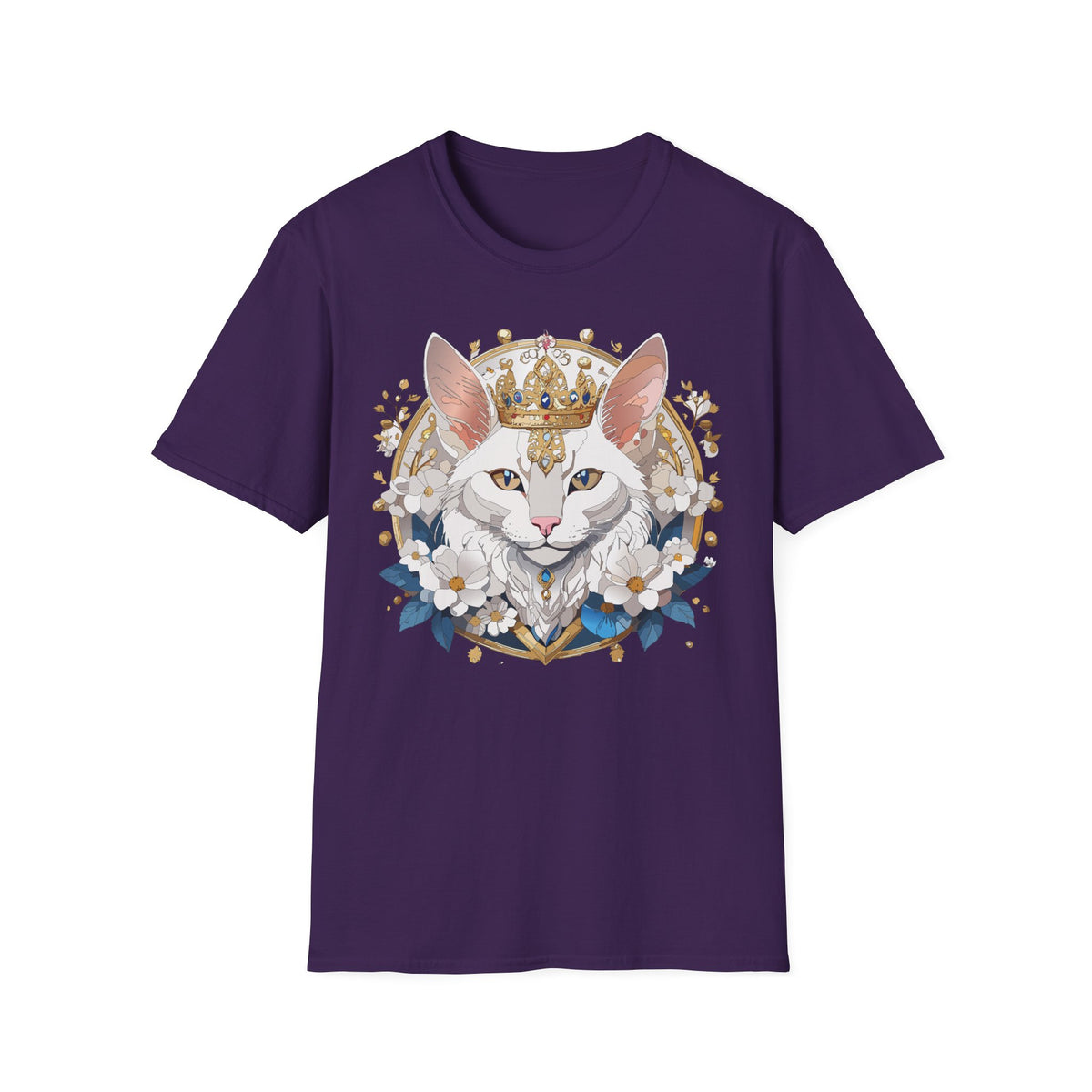 Regal Cat Crown T-Shirt | Crowned Kitty Illustration Tee