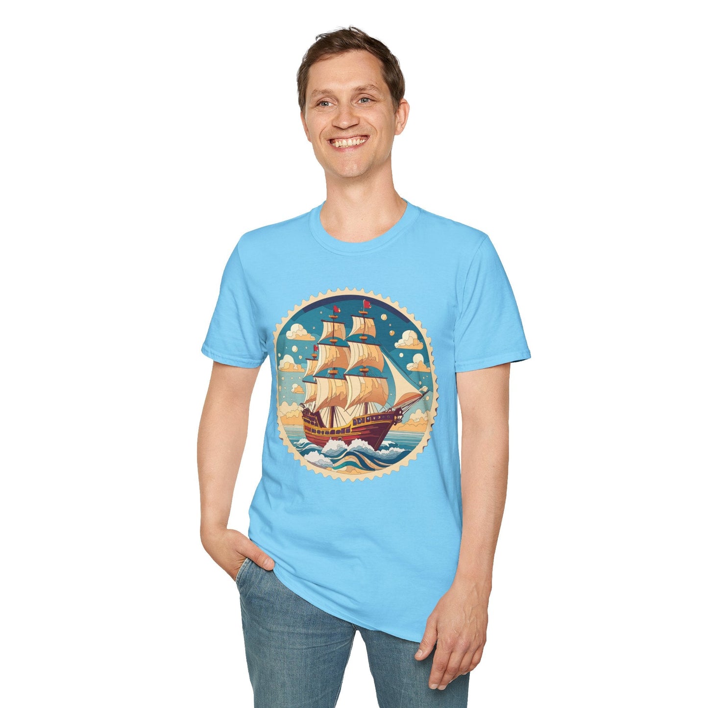 Frigate Ship T Shirt Unisex Short Sleeve 100 Percent Ring Spun Cotton Soft Tee Gildan 64000