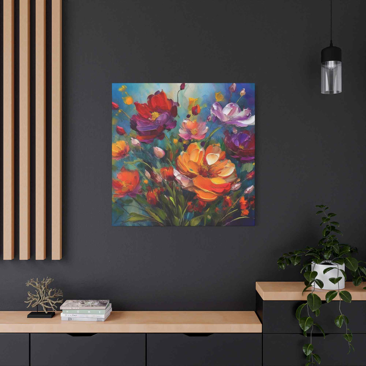 Flowers Print Canvas, Floral Oil Paint Print 20x20, 24x24, 30x30, 32x32, 36x36, Floral Art Design Print Non-Frame MC-14