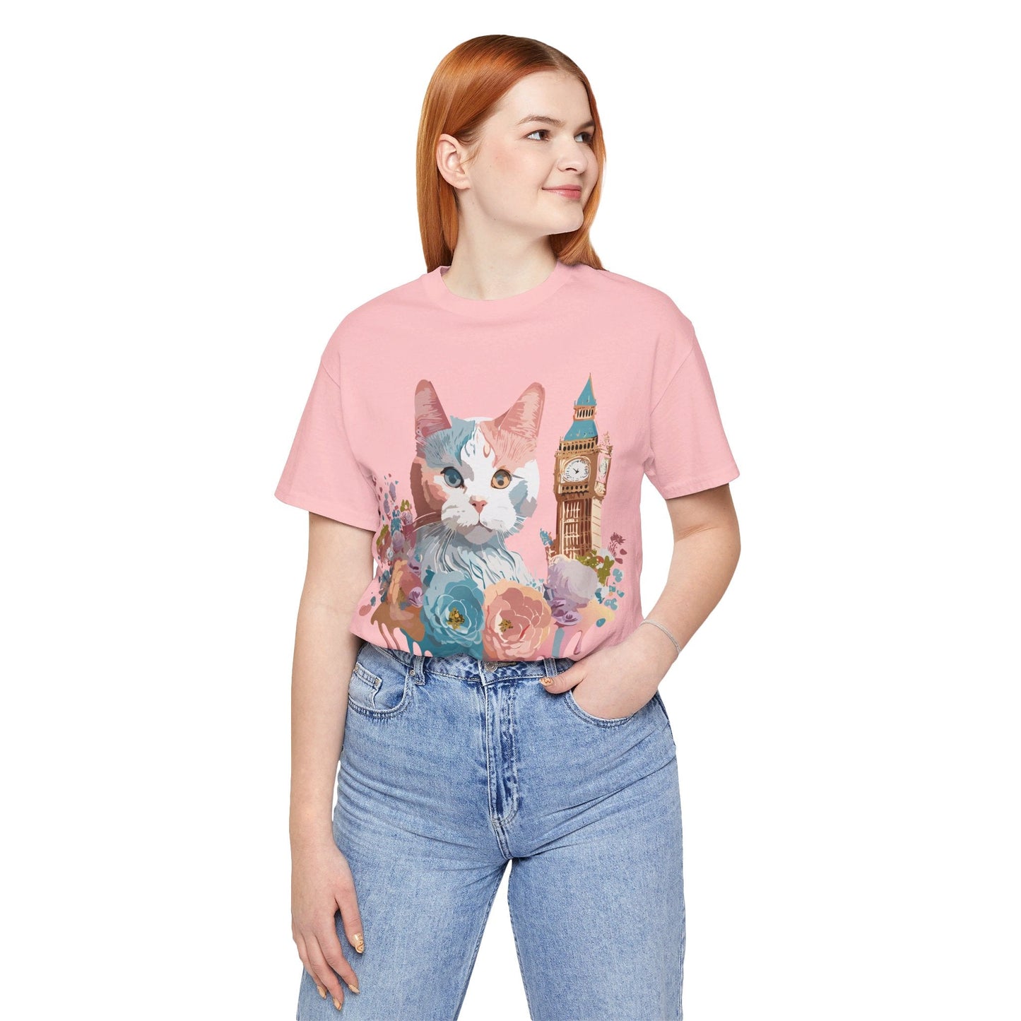 Unisex Cat Graphic Tee With Short Sleeve Vintage Inspired Art Adelpha