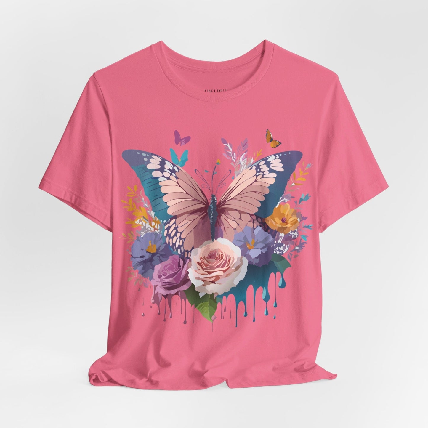 Butterfly Graphic Unisex 100 Cotton Lightweight Vintage Floral Design Jersey Tee 44