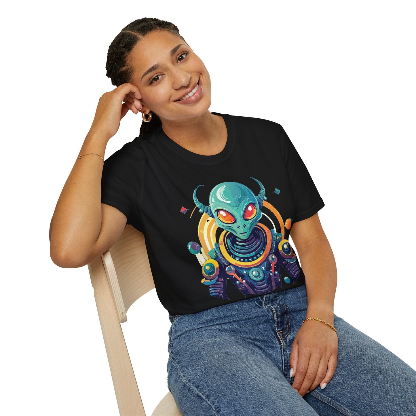 Alien Graphic Unisex Cotton Softstyle UFO Artwork Tee 2