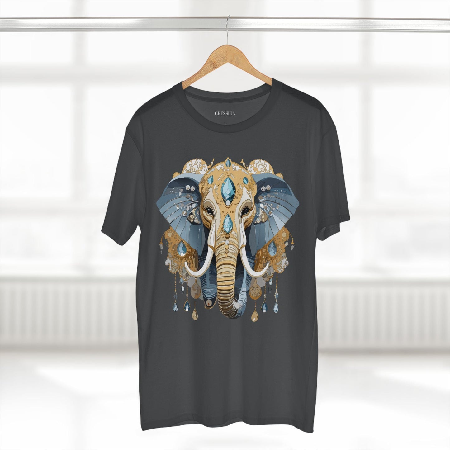 Elephant Graphic Unisex 100 Cotton Tee With Unique Animal Golden Medallion Art Design 35