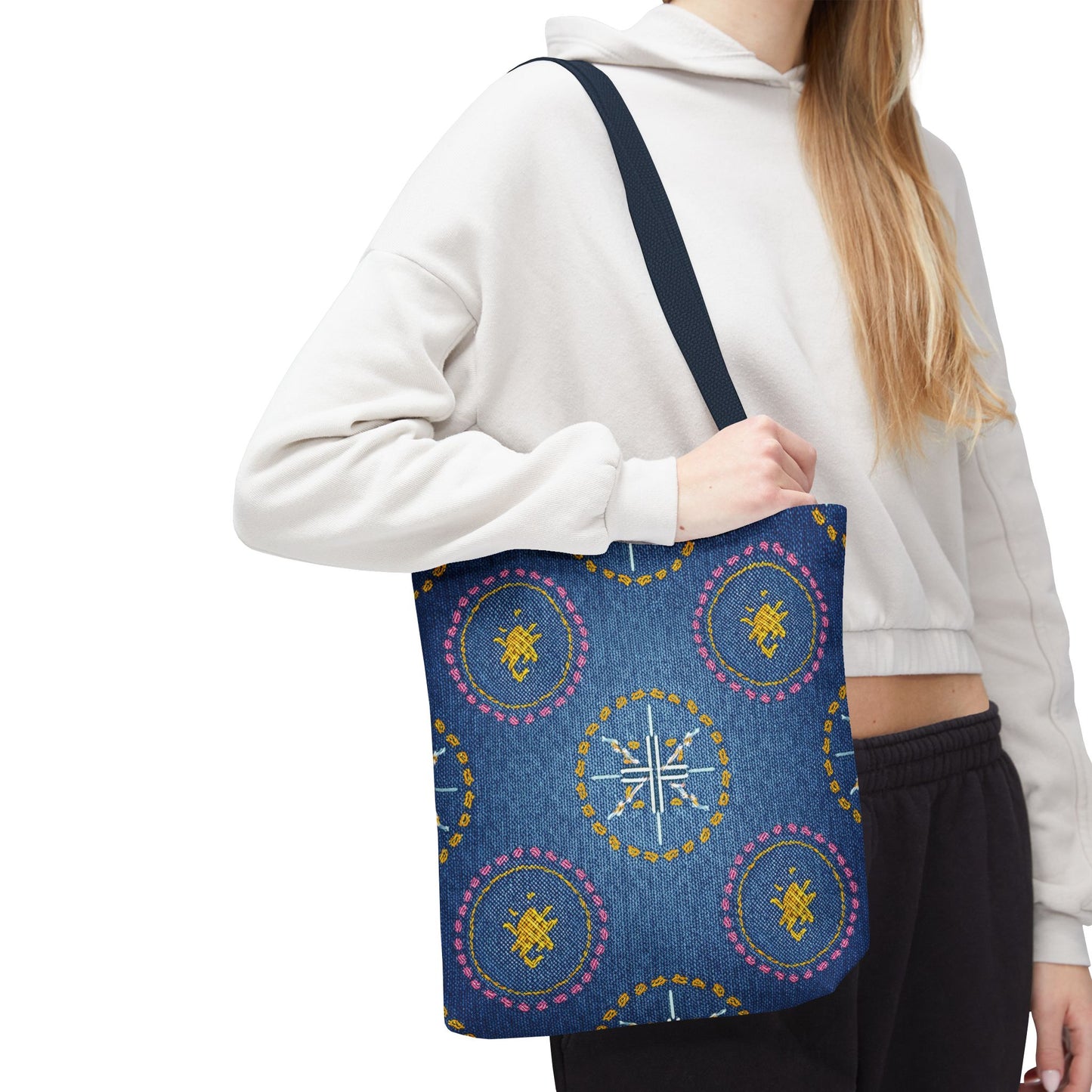 Diwali Graphic Denim Fabric Imitation Print Unisex Canvas Bag Poly Spun 3 Sizes Tote Bag 205-3