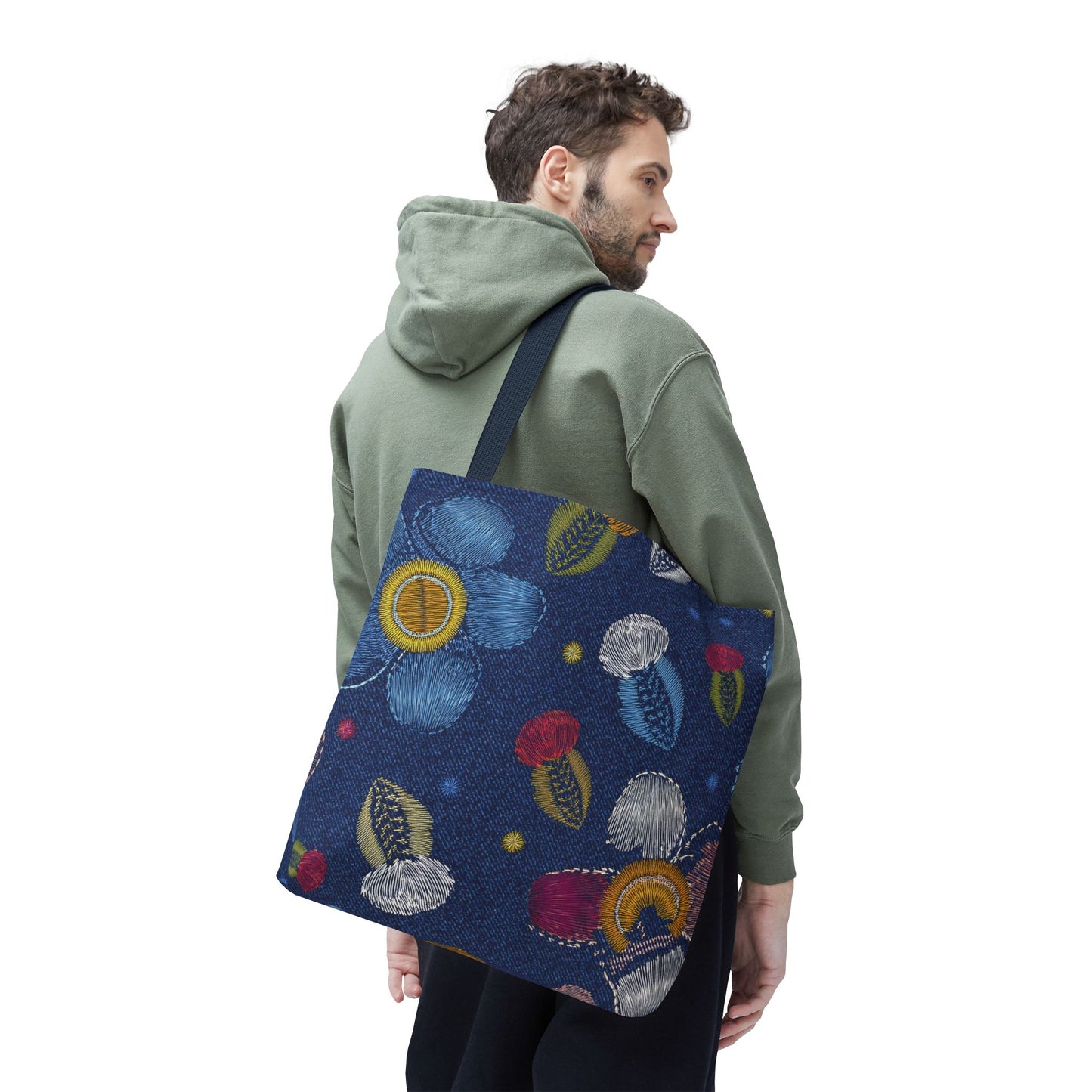 Denim Fabric Imitation Print Unisex Canvas Bag Poly Spun 3 Sizes Tote Bag 159