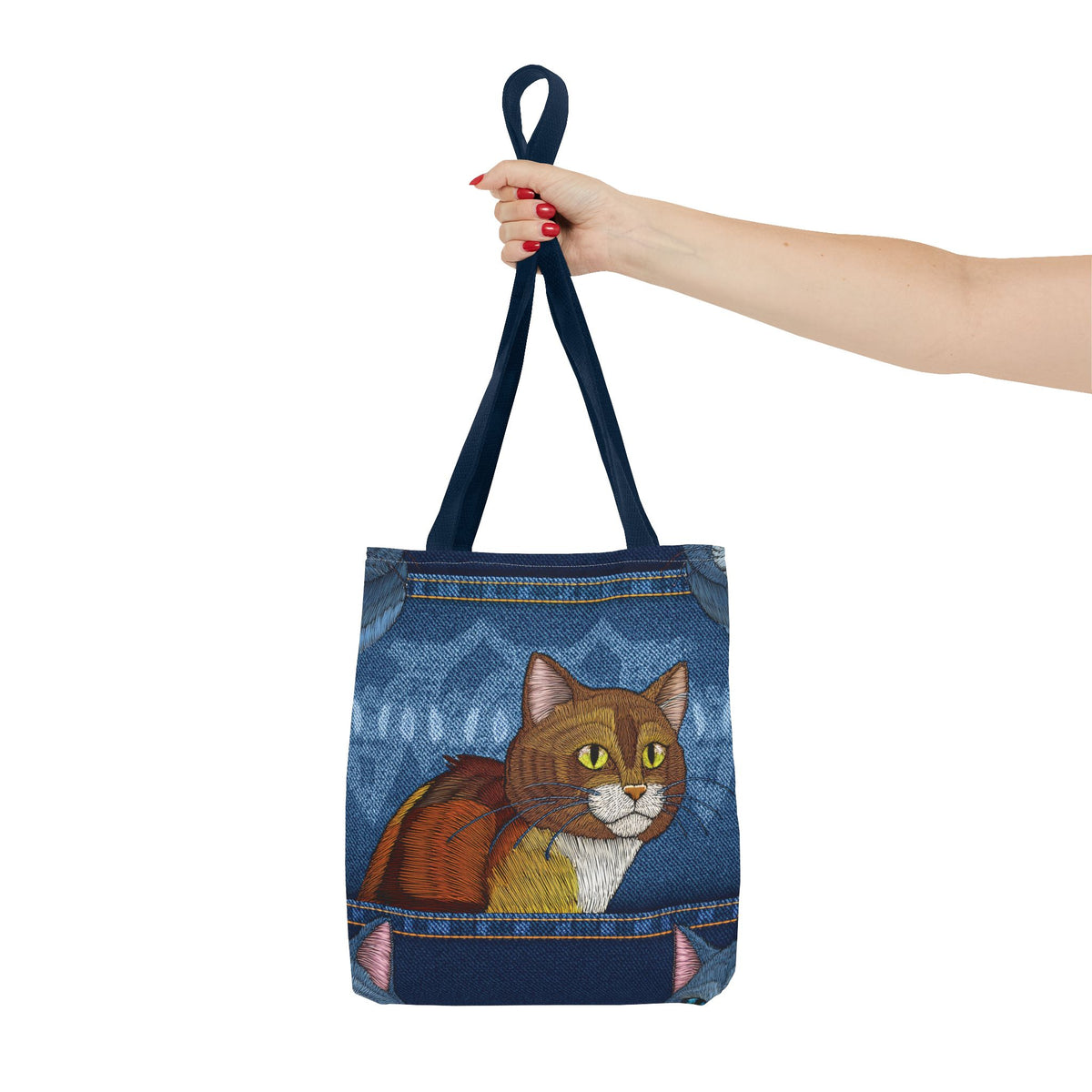 Denim Fabric Imitation Print Unisex Canvas Bag Poly Spun 3 Sizes Tote Bag 190-5