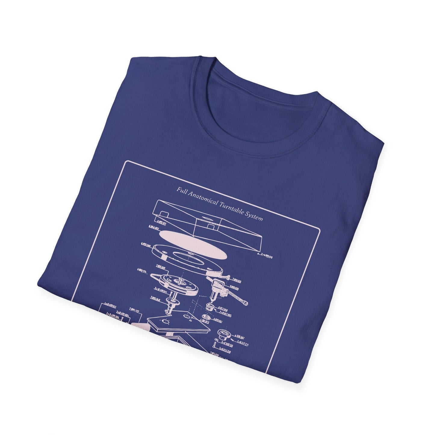 Record Player Blueprint T-Shirt Unisex Cotton Retro Vinyl Turntable Diagram Tee
