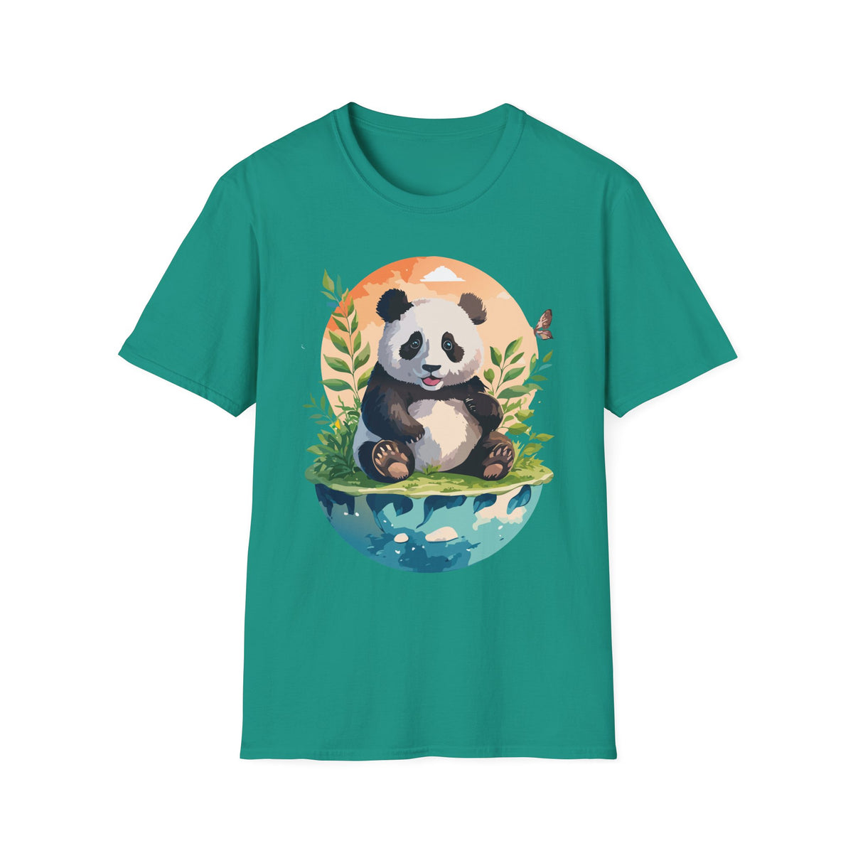 Cute Panda Illustration T-Shirt | Panda Bear Nature Scene