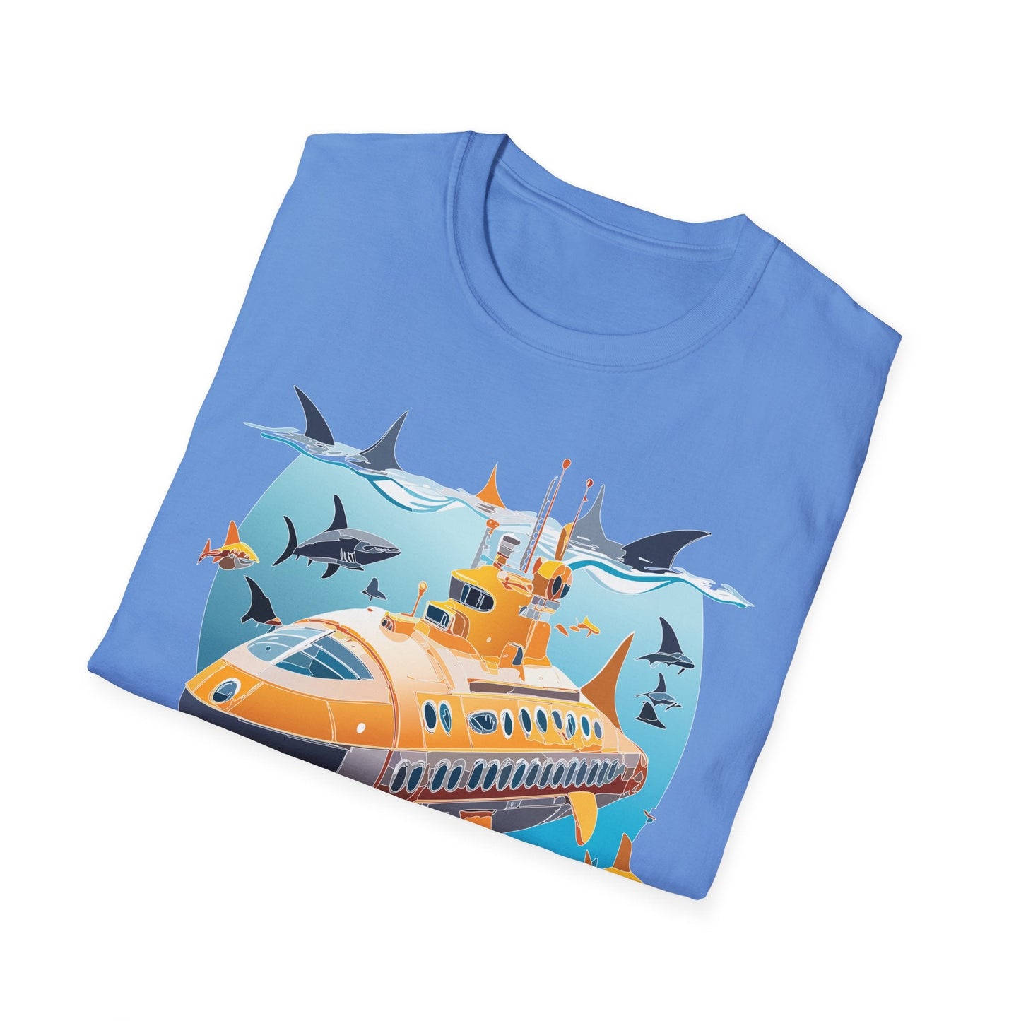Ocean Themed Unisex Gildan Softstyle 64000 Short Sleeve T Shirt With Ocean Art Design