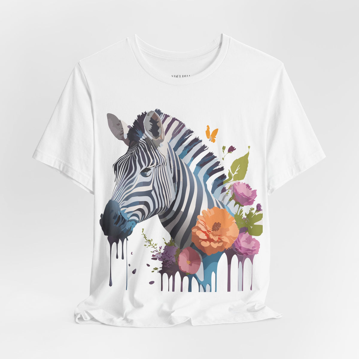 Zebra Graphic Unisex Cotton Bella+Canvas Tee with Art Animal Design e76