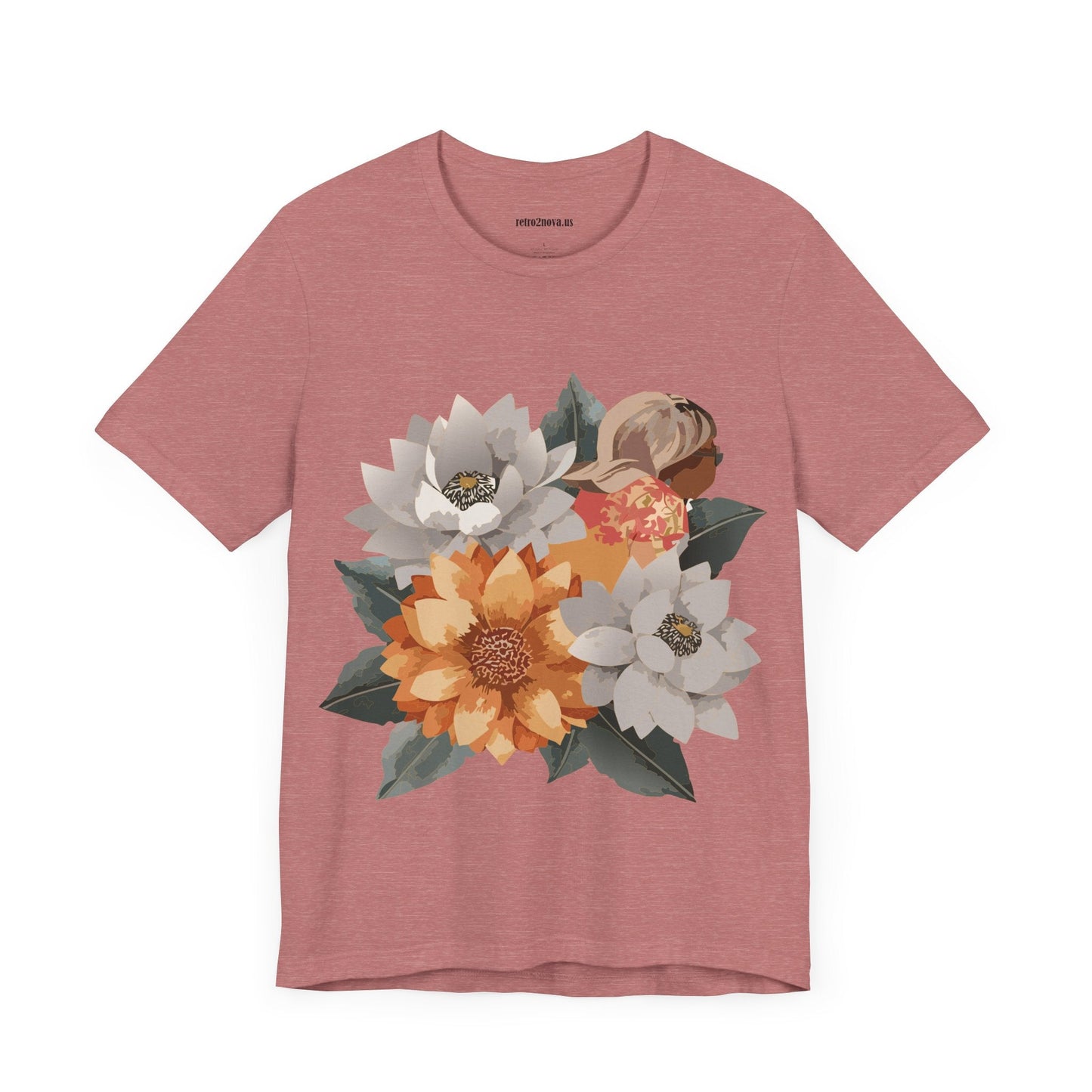 Retro2Nova Flowers Shirt Floral Shirt Unisex Floral Tee Lightweight Breathable Jersey