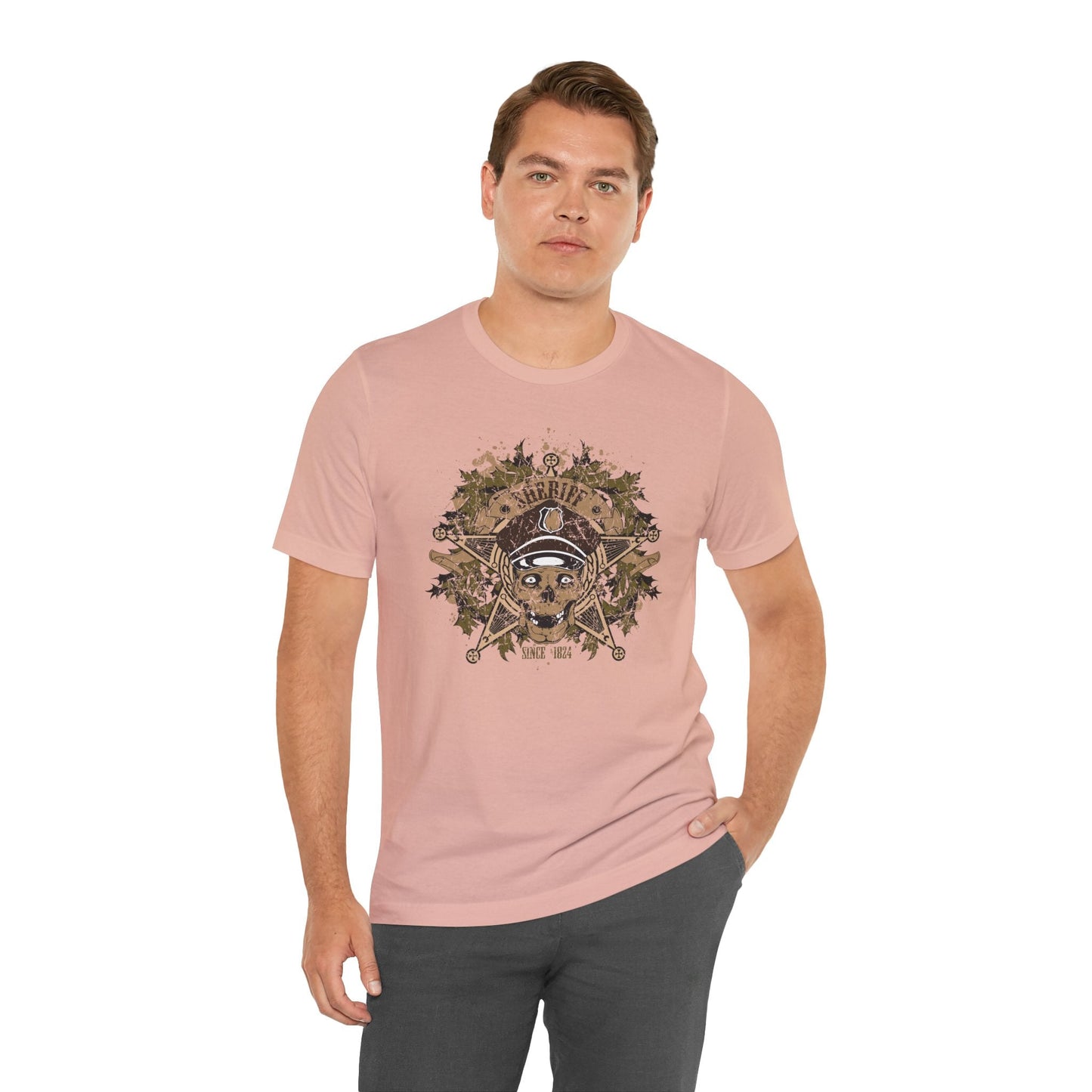 Skull Floral Emblem Graphic Unisex Cotton Tee Art-45
