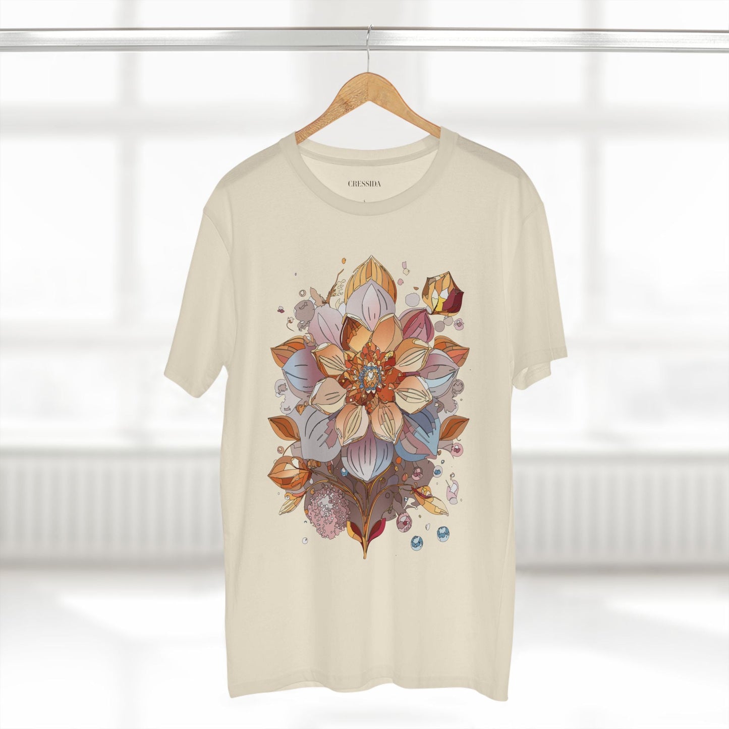 Floral Graphic T-Shirt Unisex 100 Cotton Art Design with Antique Flowers Tee 5