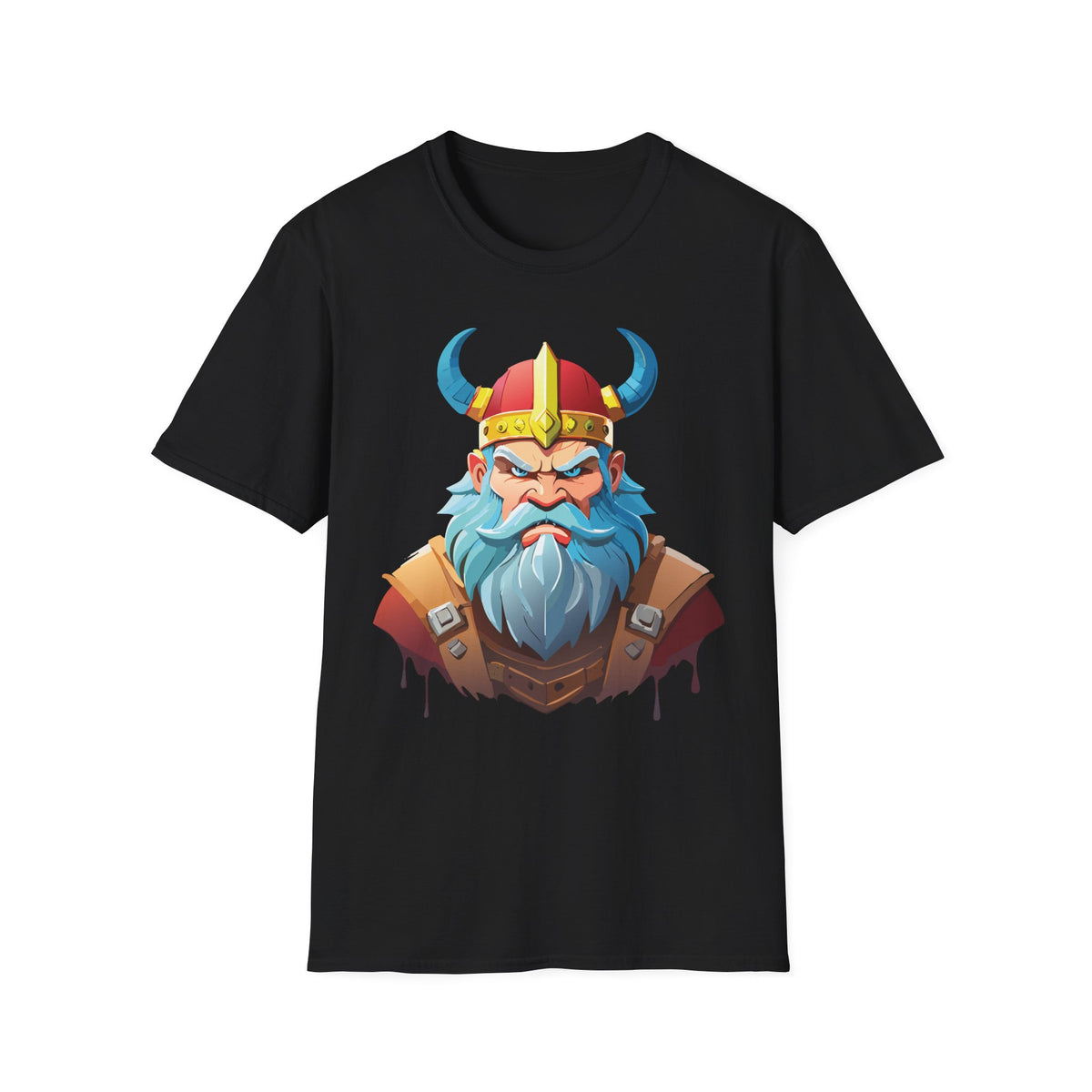 Viking Warrior Graphic T-Shirt | Horned Helmet Illustration, Bold Beard