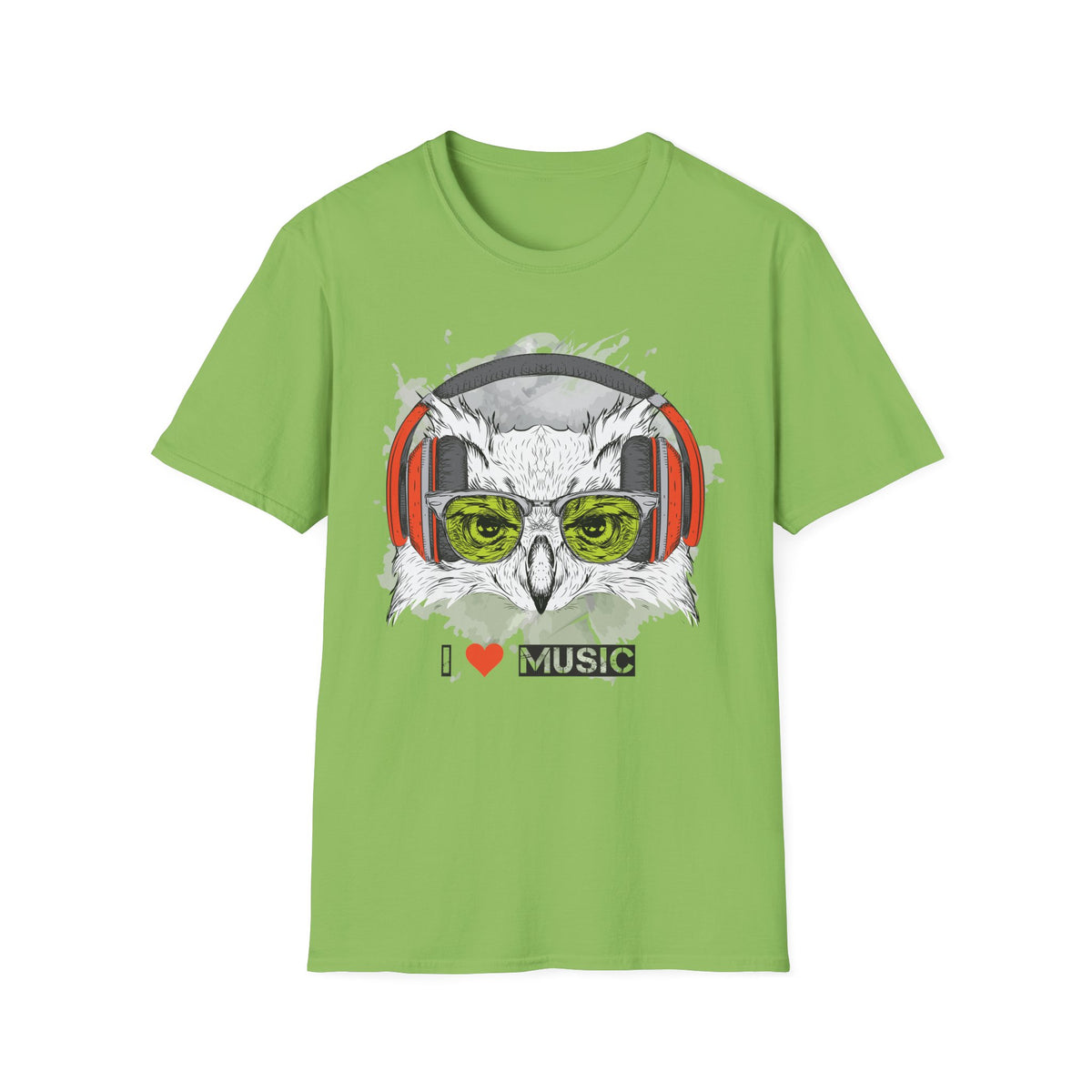 Music Owl T-Shirt Unisex Cotton Short Sleeves I love Music Graphic Tee