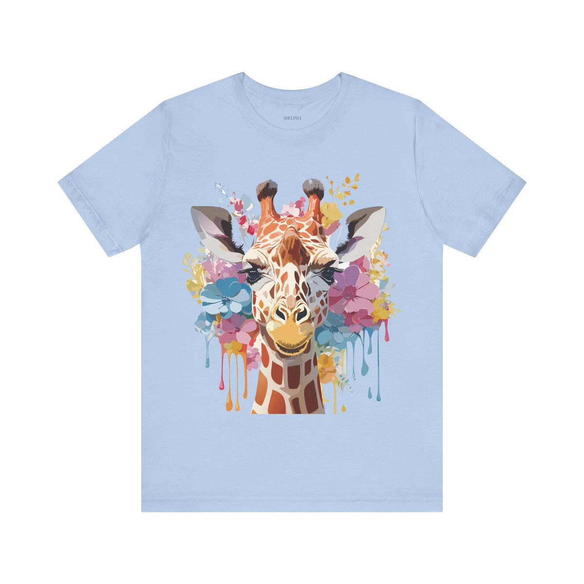 Giraffe Graphic Unisex Cotton Bella+Canvas Tee with Art Animal Design e18