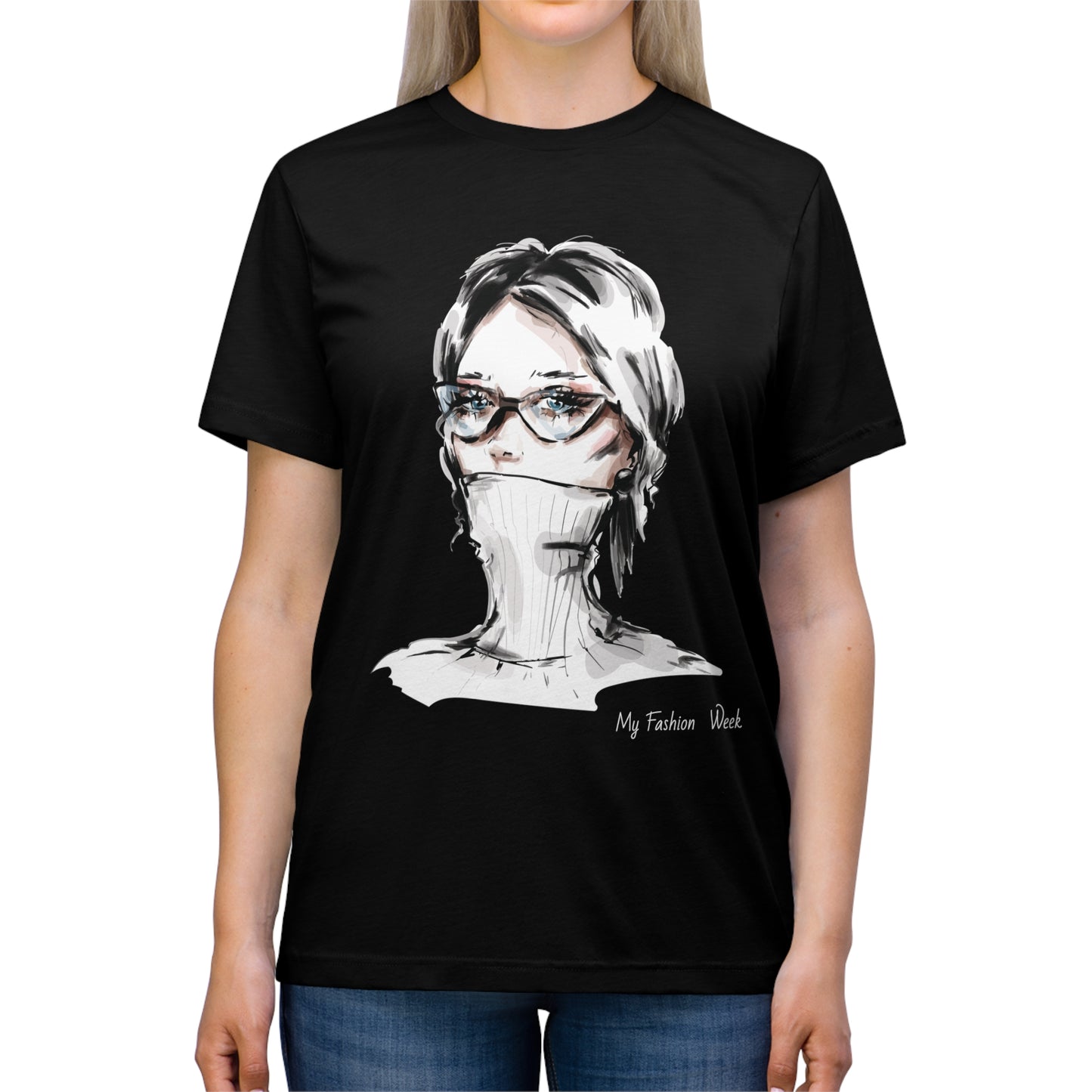 T-shirt tri-mélange avec motif artistique