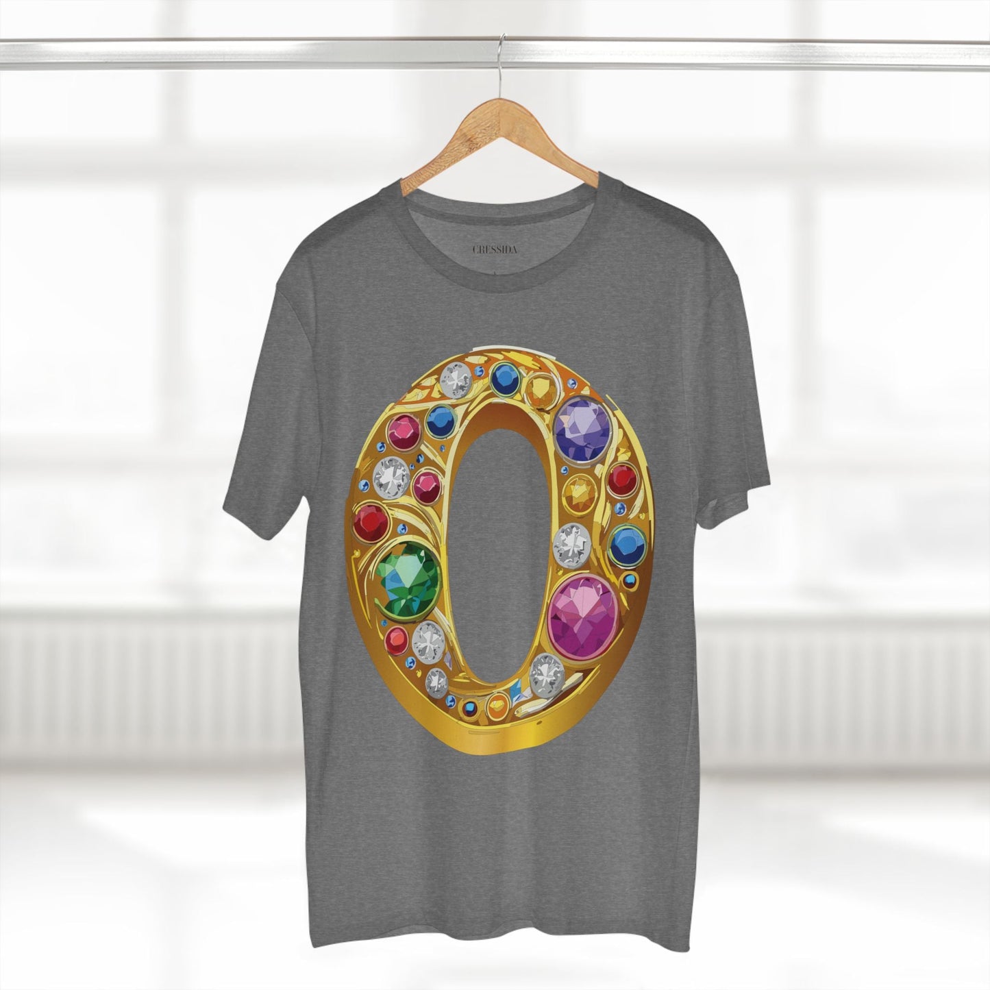 Letter O Graphic Design Tee Unisex 100 Cotton With Antique Gold Letters Artwork T-Shirt