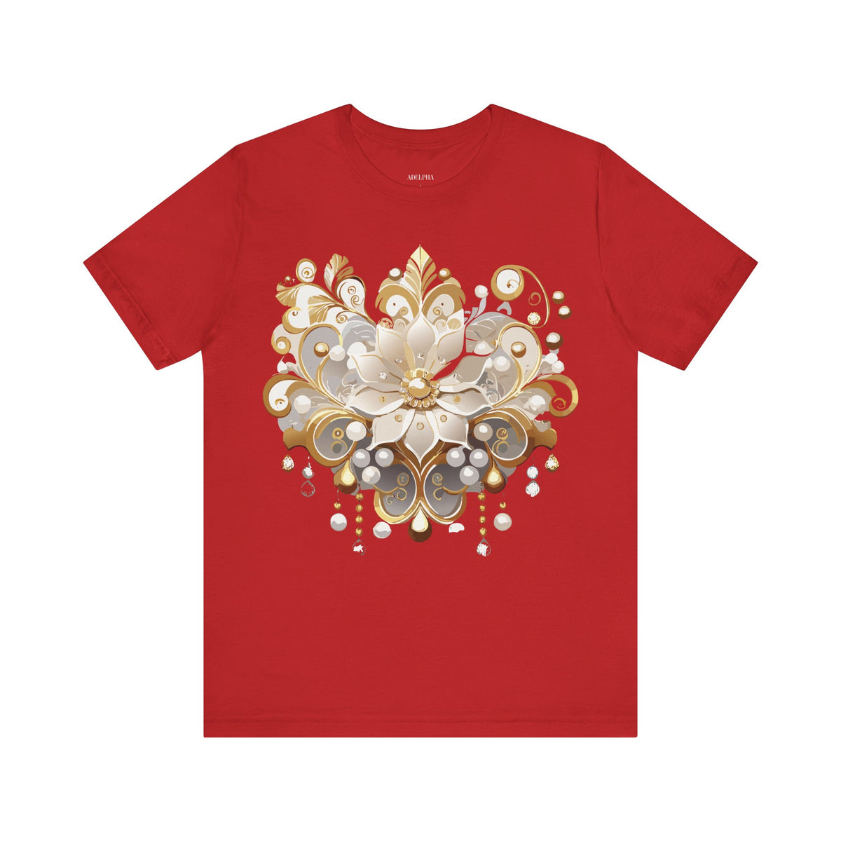 Jewelry Graphic Unisex Cotton Bella+Canvas Tee with Gemstones Art Design m48