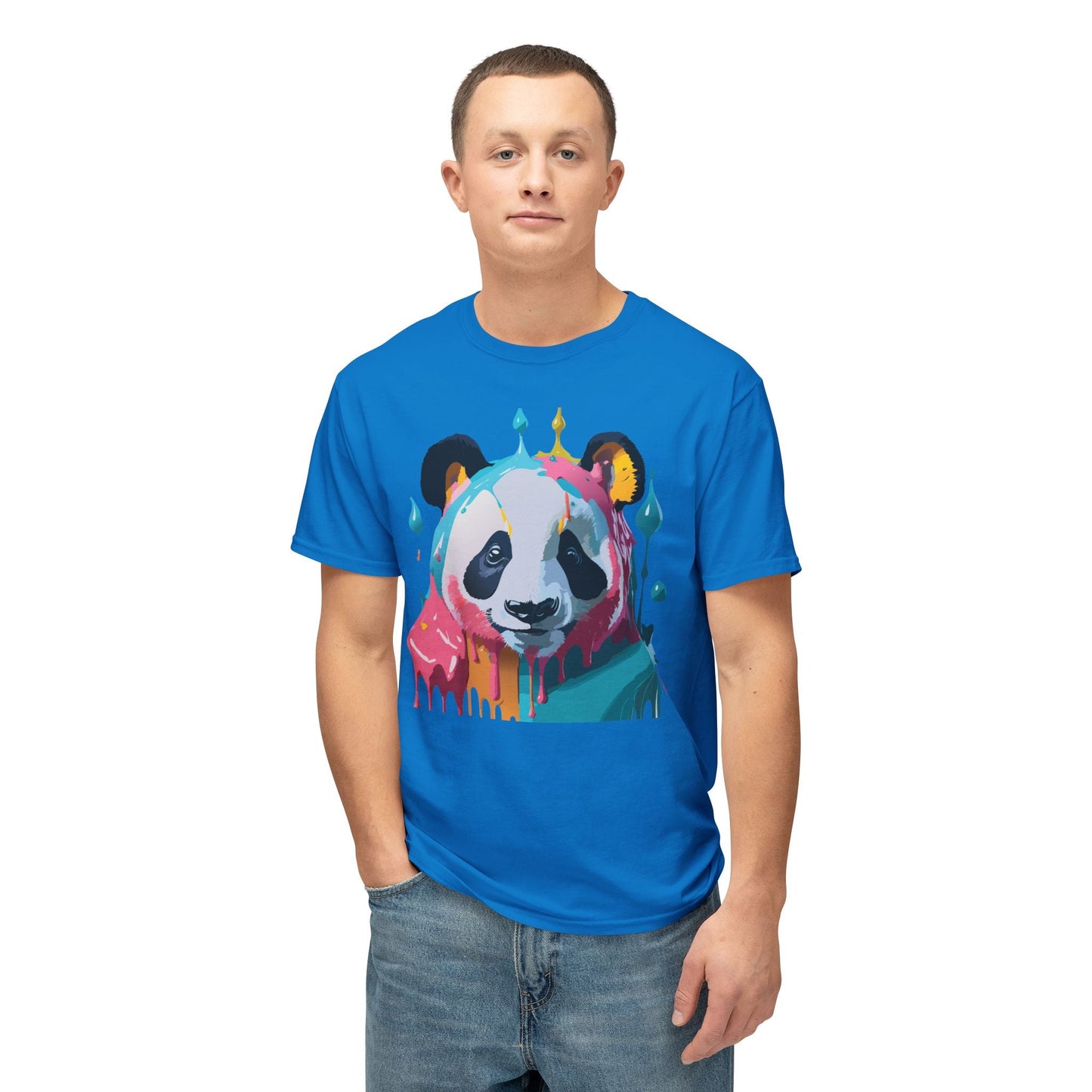 Unisex Panda Art T Shirt With Floral Design Print In HD Cotton 100 Percent USA Made
