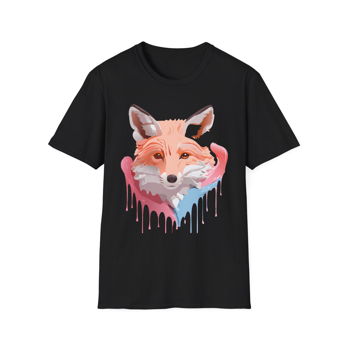 Watercolor Fox Face T-Shirt | Drip Paint Fox Tee