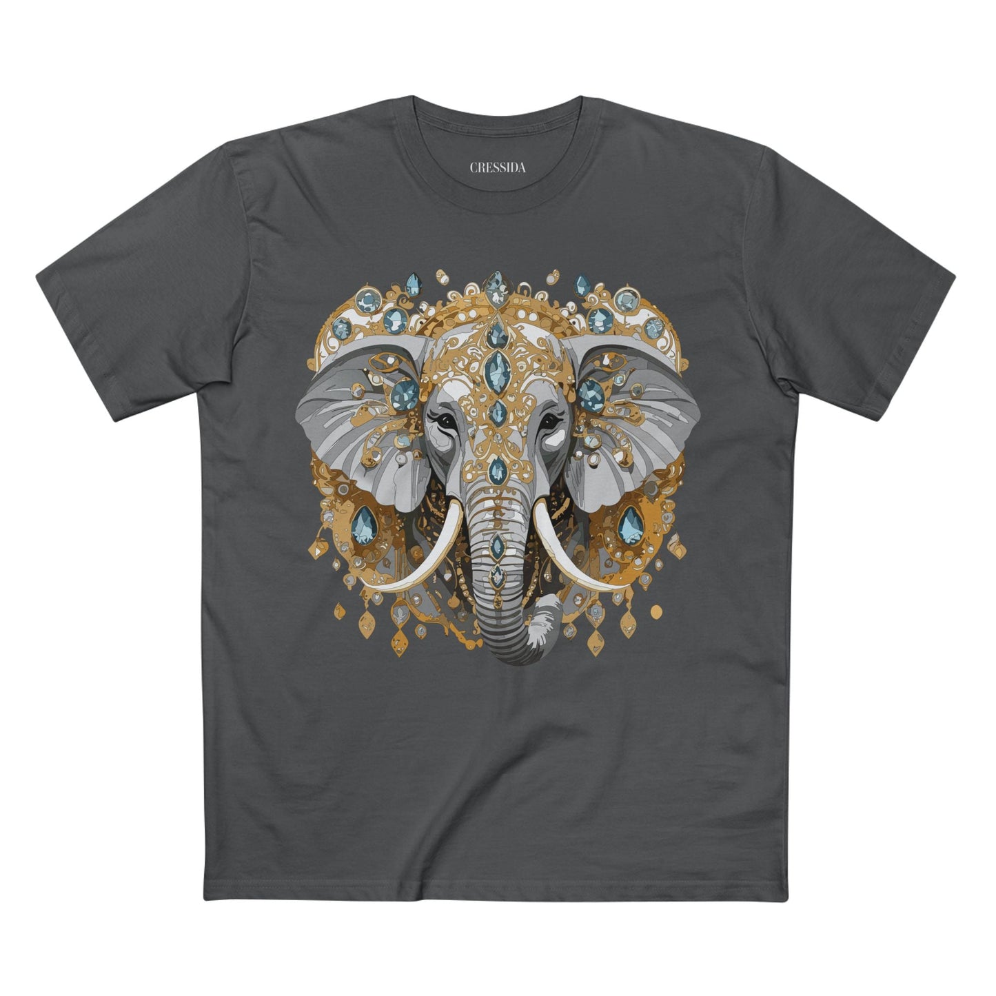 Elephant Graphic Unisex 100 Cotton Tee With Unique Animal Golden Medallion Art Design 38