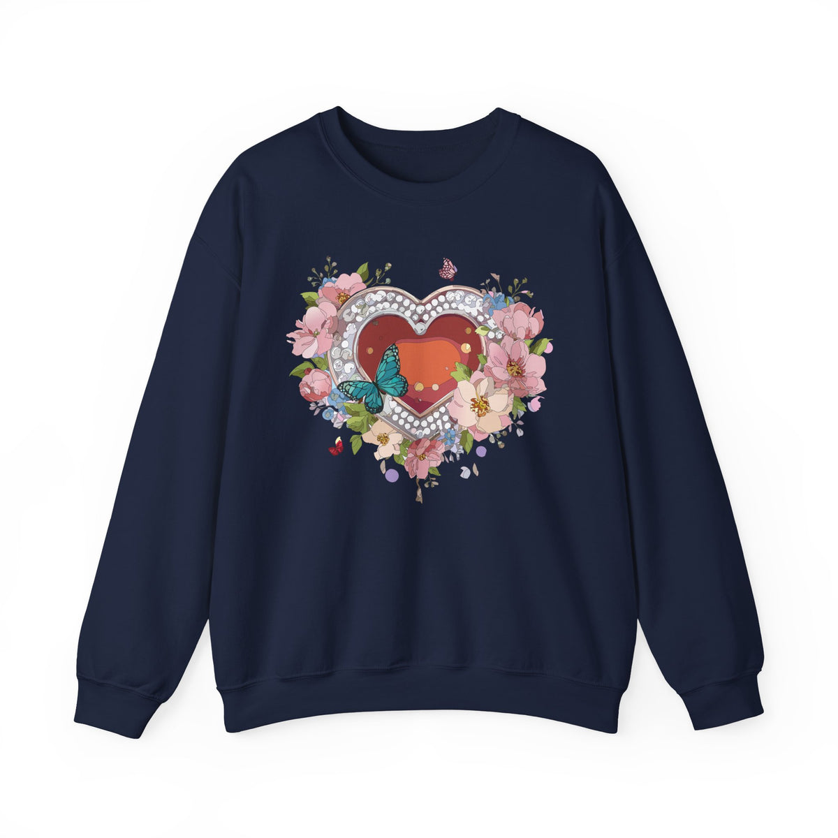 Floral Heart Love Graphic Valentine's Day Sweatshirt Unisex 50/50 Cotton-Poly Sweatshirt w40