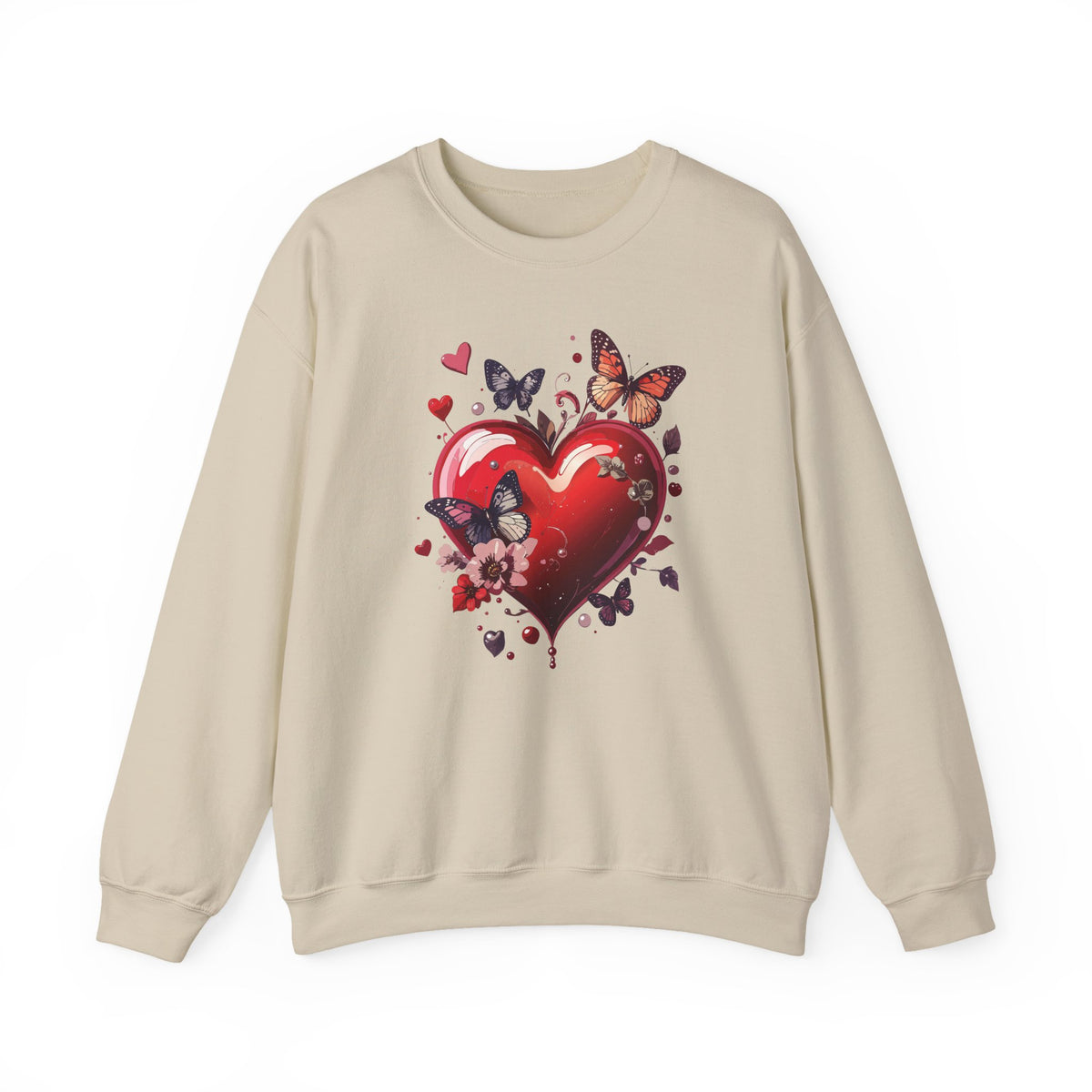 Big Red Heart Sweatshirt, Floral Red Heart Sweatshirt, Floral Love Sweatshirt, Valentine's Day Sweatshirt, Heart Floral Sweatshirt 105