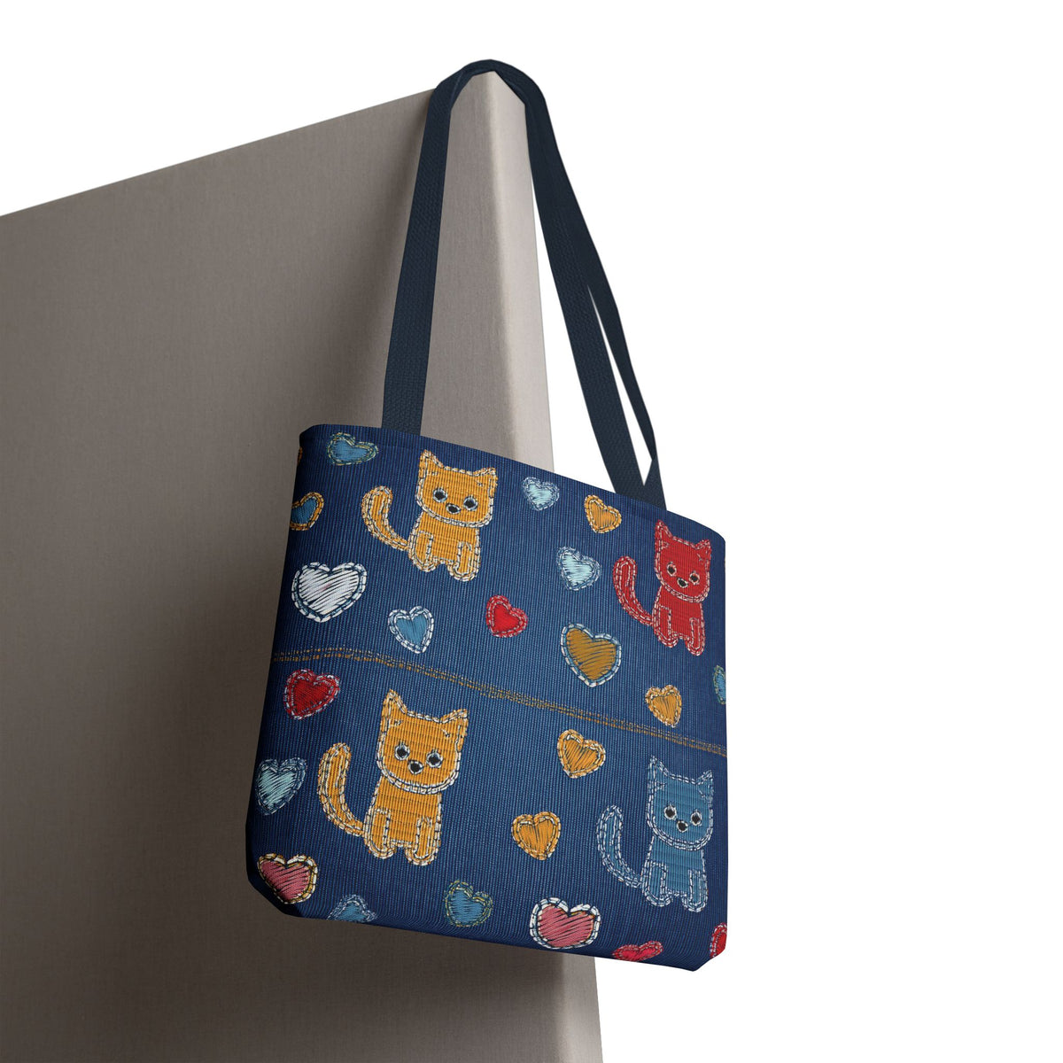 Love Day Graphic Design Denim Fabric Imitation Print Unisex Canvas Bag POLY 3 Sizes Tote Bag 201-4