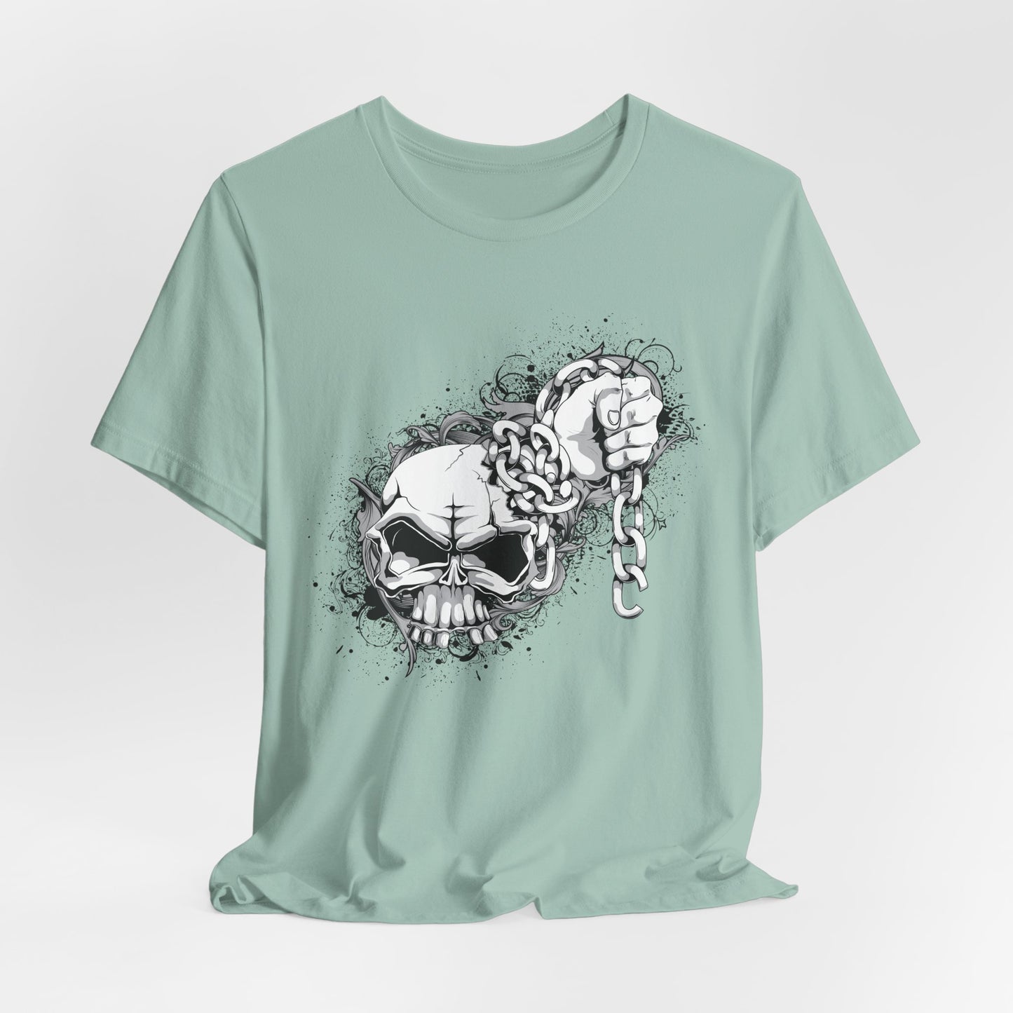 Chain Skull Graphic Design Tee, Skull Shirt, Vintage Tees, Art Design T-Shirt, Vintage Graphic Tee, Art Shirts with Skulls