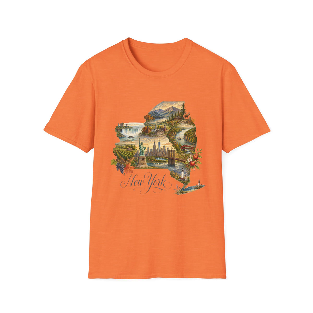 New York State Travel Tourist Graphic Design Unisex 100 Cotton Gildan T-Shirt