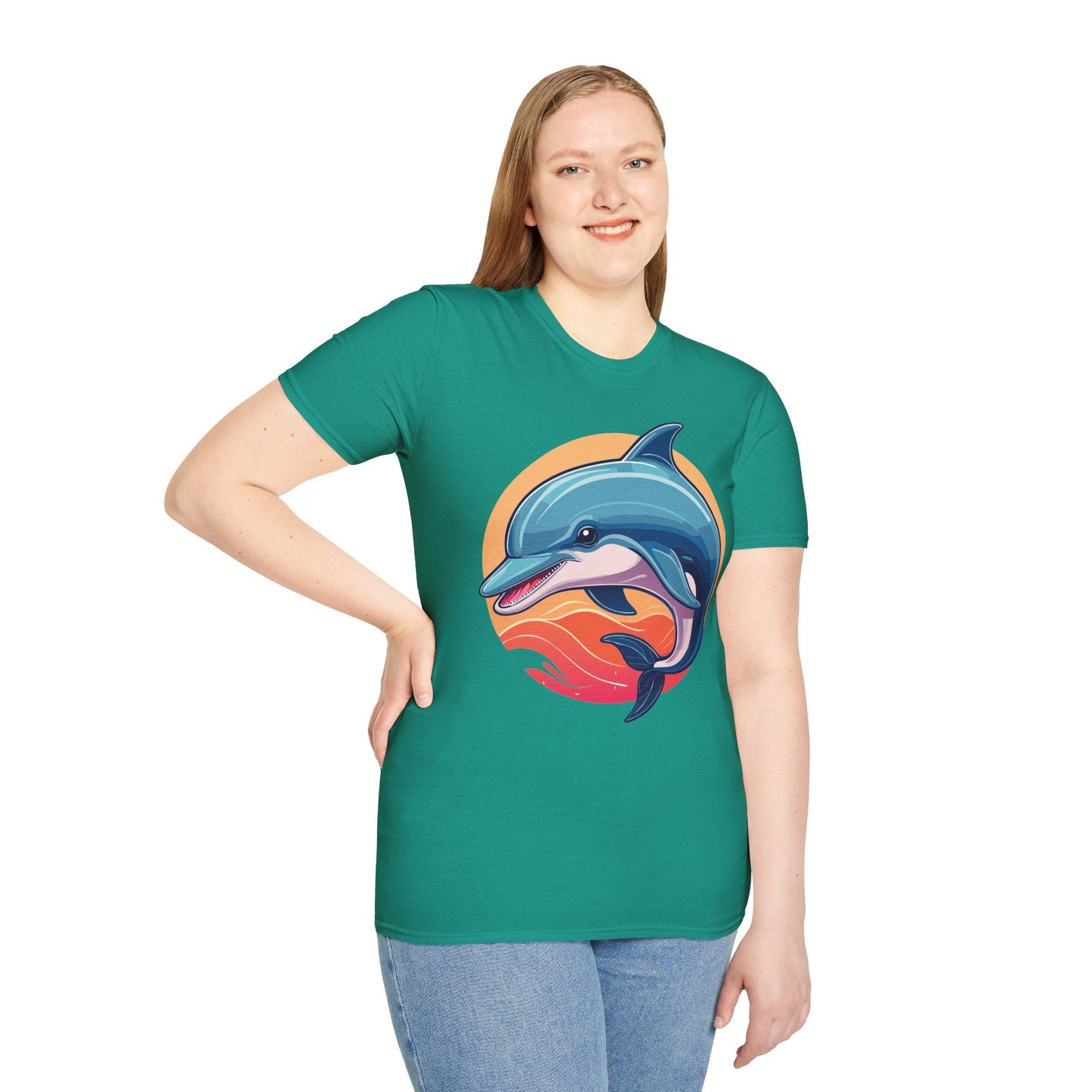 Unisex Dolphin Shirt Gildan Softstyle 64000 Tee 100 Percent Ring Spun Cotton Breathable Comfort