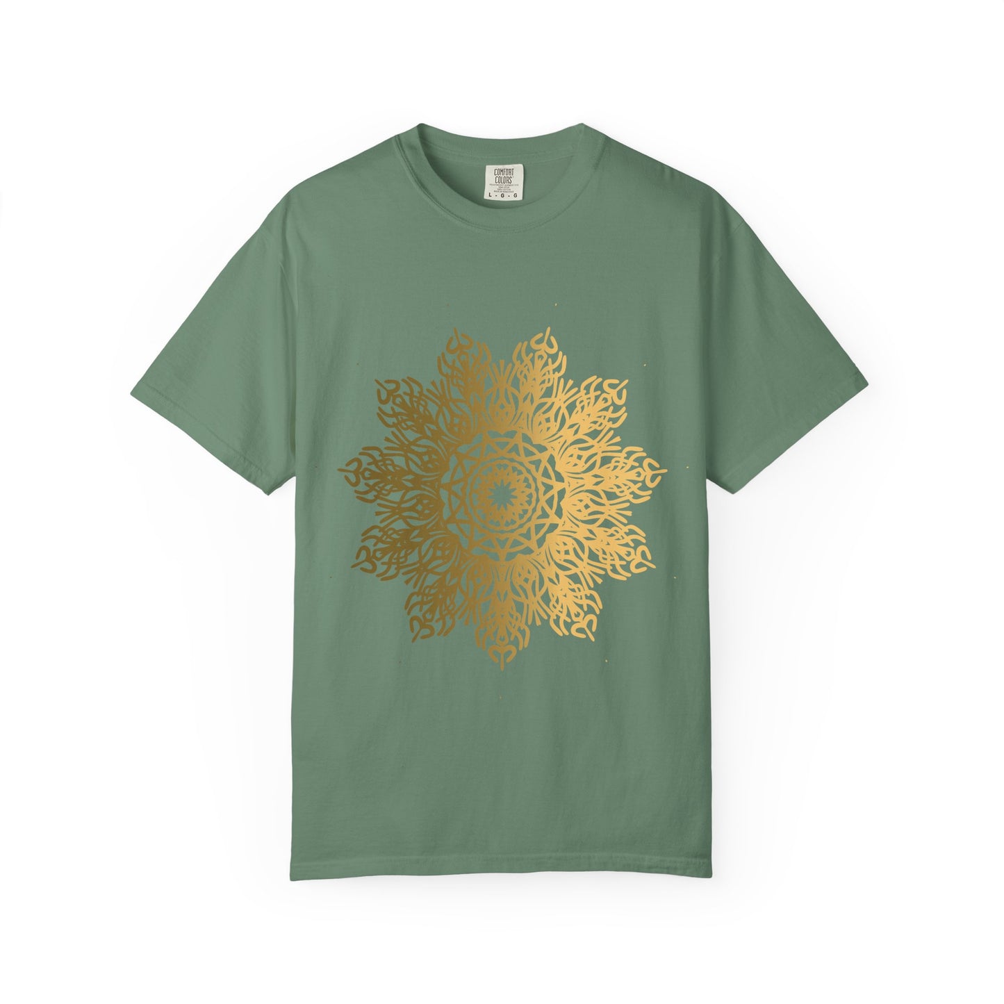 Unisex Garment Dyed Cotton T-Shirt with Mandala Graphic Design