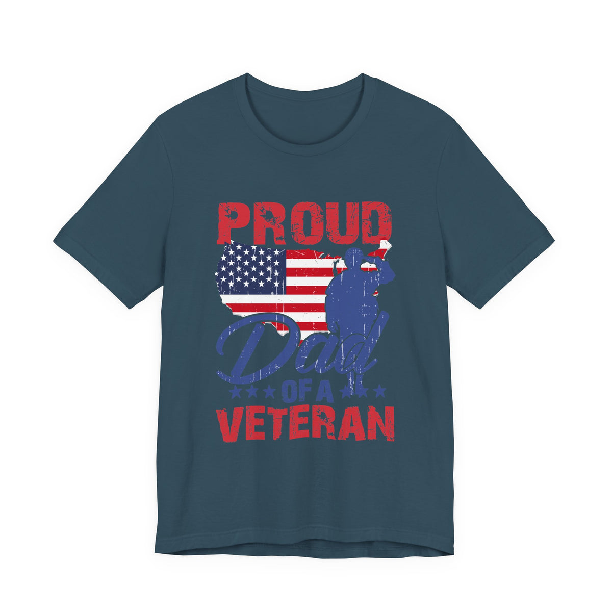 Proud Dad of a Veteran T-Shirt American Flag Veteran Dad Unisex Cotton Tee v9