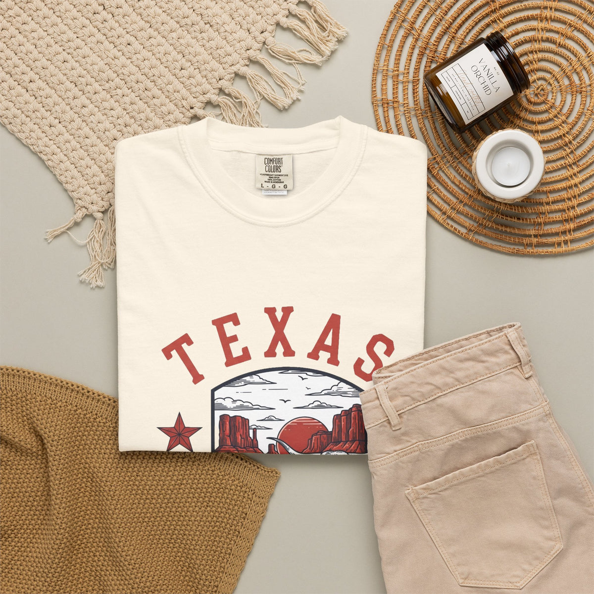 Texas State State Travel Tourist Graphic Tee Unisex 100 Cotton Comfort Colors T-Shirt