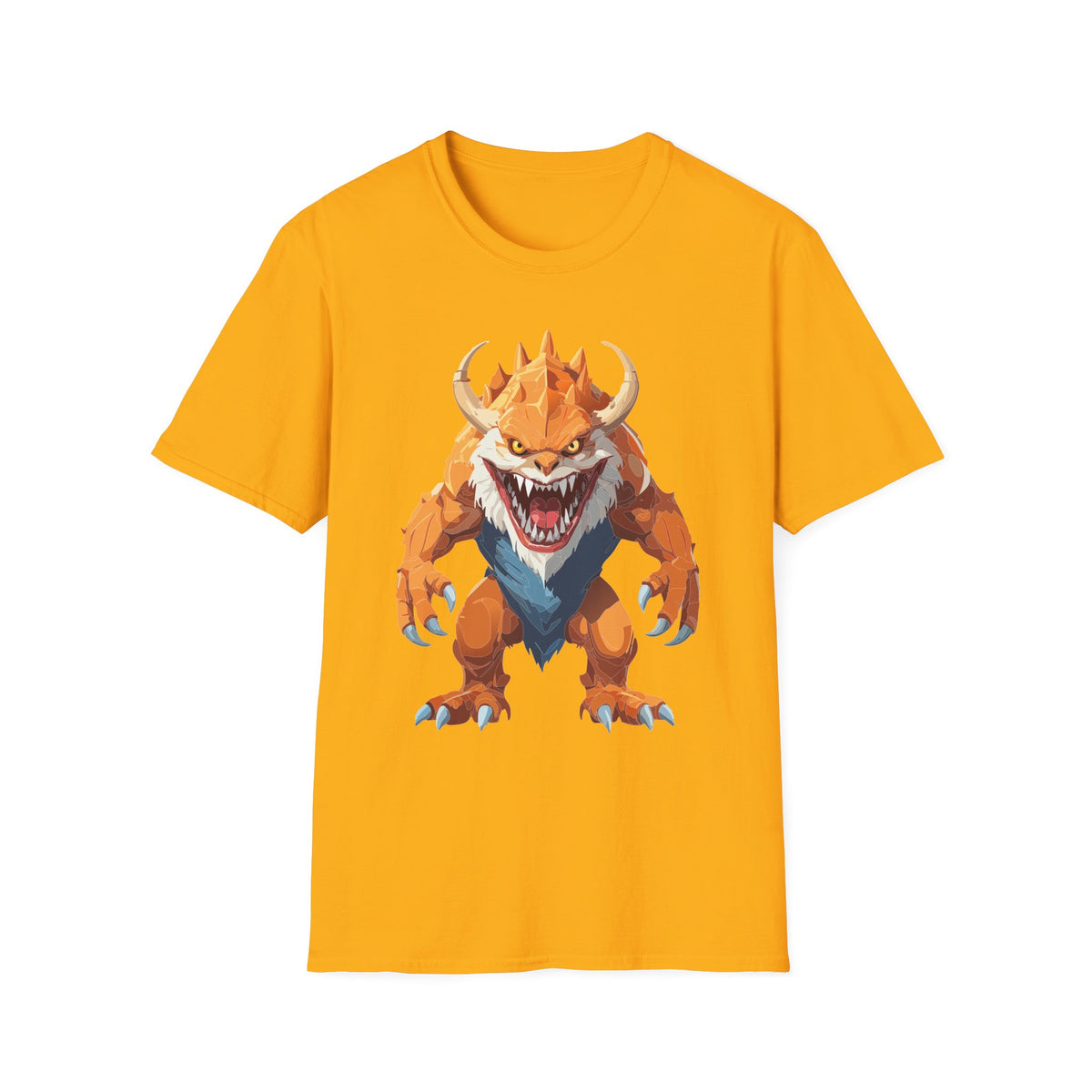 Monster Graphic T-Shirt — Fierce Orange Demon Creature Cartoon Graphic Tee Unisex 100 Cotton Gildan T-Shirt