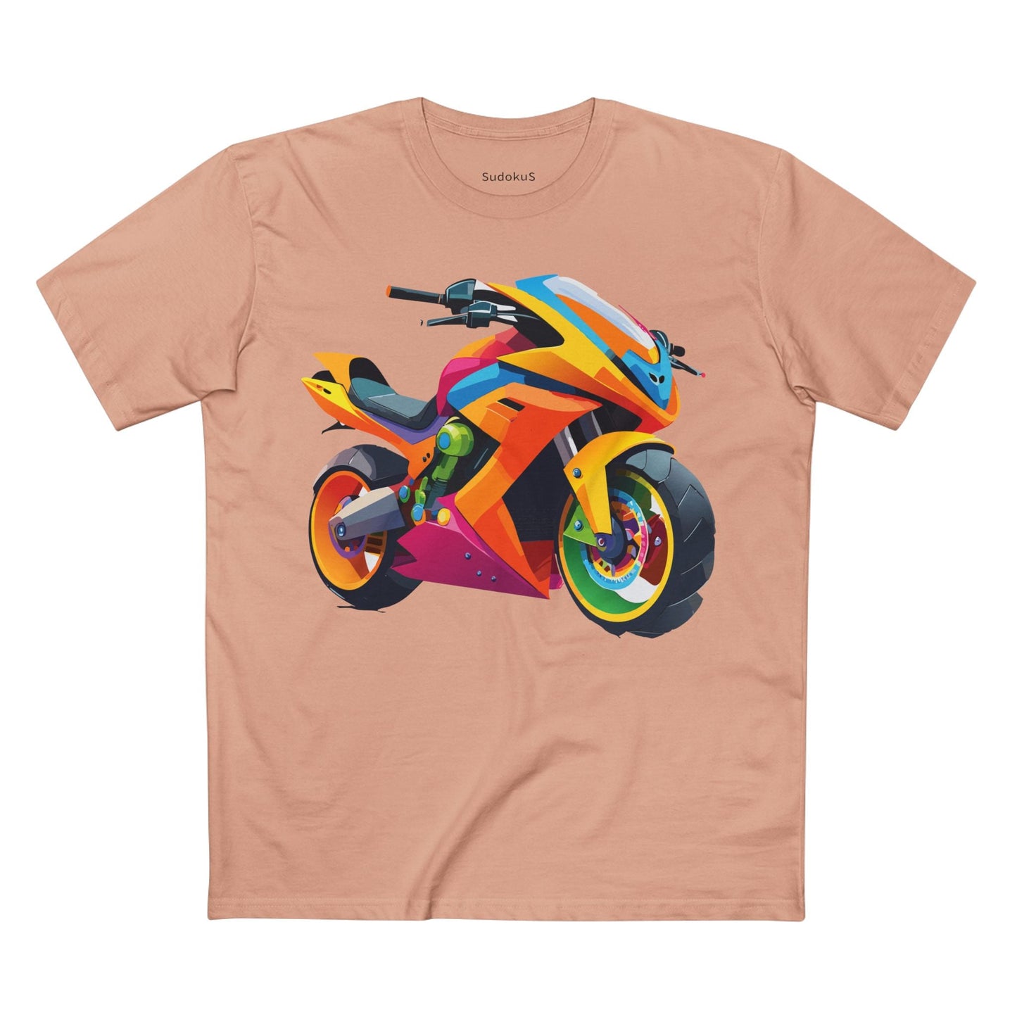 Moto Bike Graphic Unisex 100 Cotton Staple Tee 8