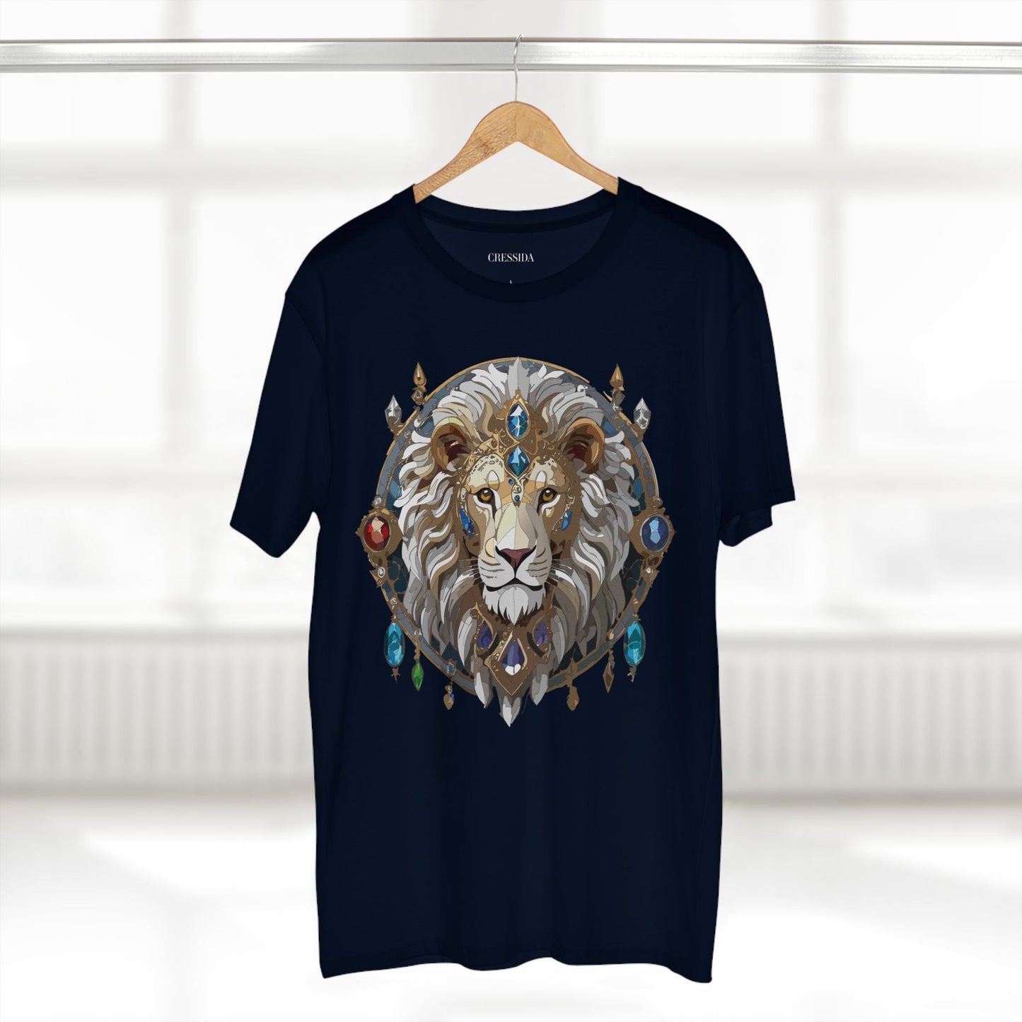 Lion Graphic Unisex 100 Cotton Tee With Unique Animal Golden Medallion Art Design 57