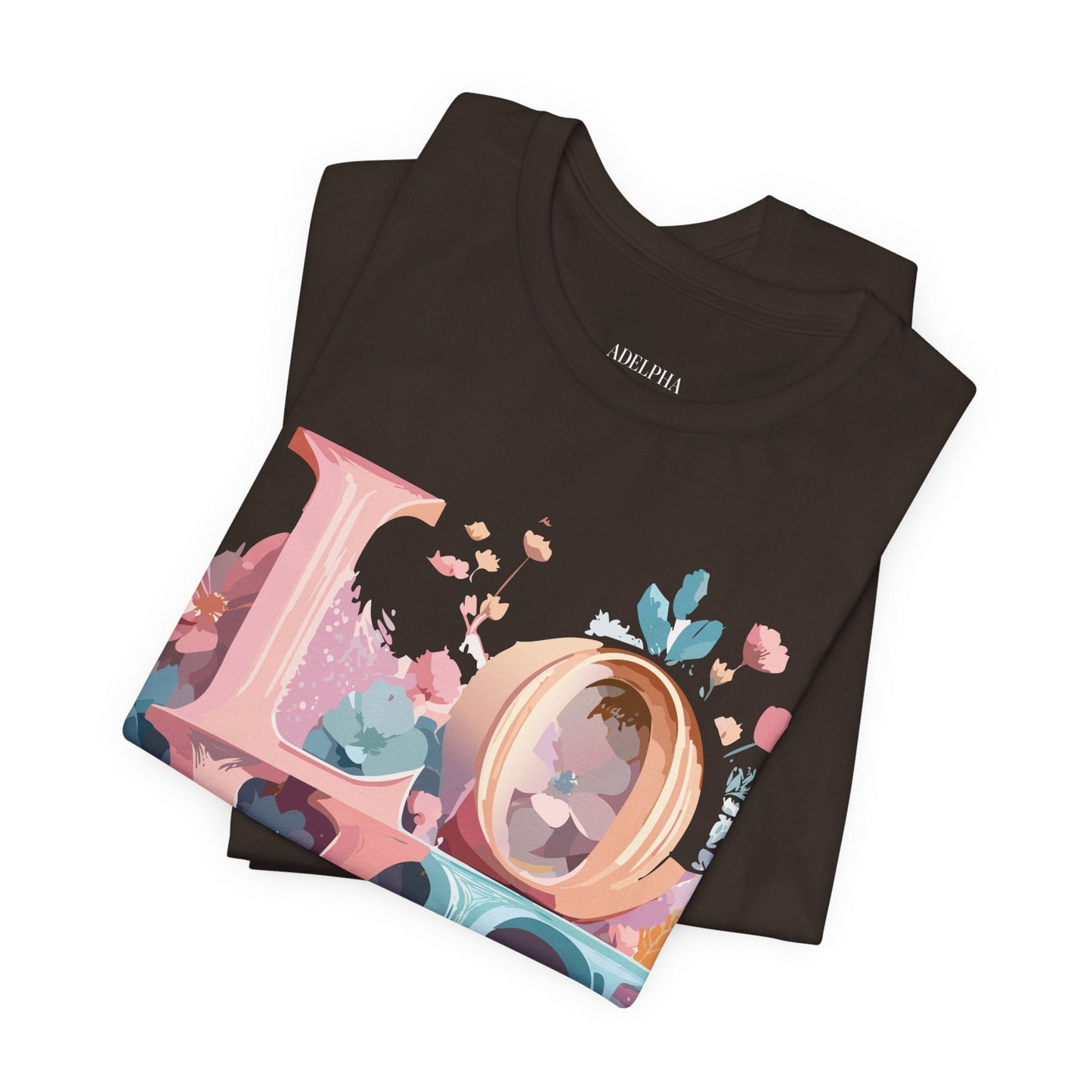 Valentine Day Graphic Unisex 100 Cotton Vintage Artwork with Love and Flower Design Tee 52